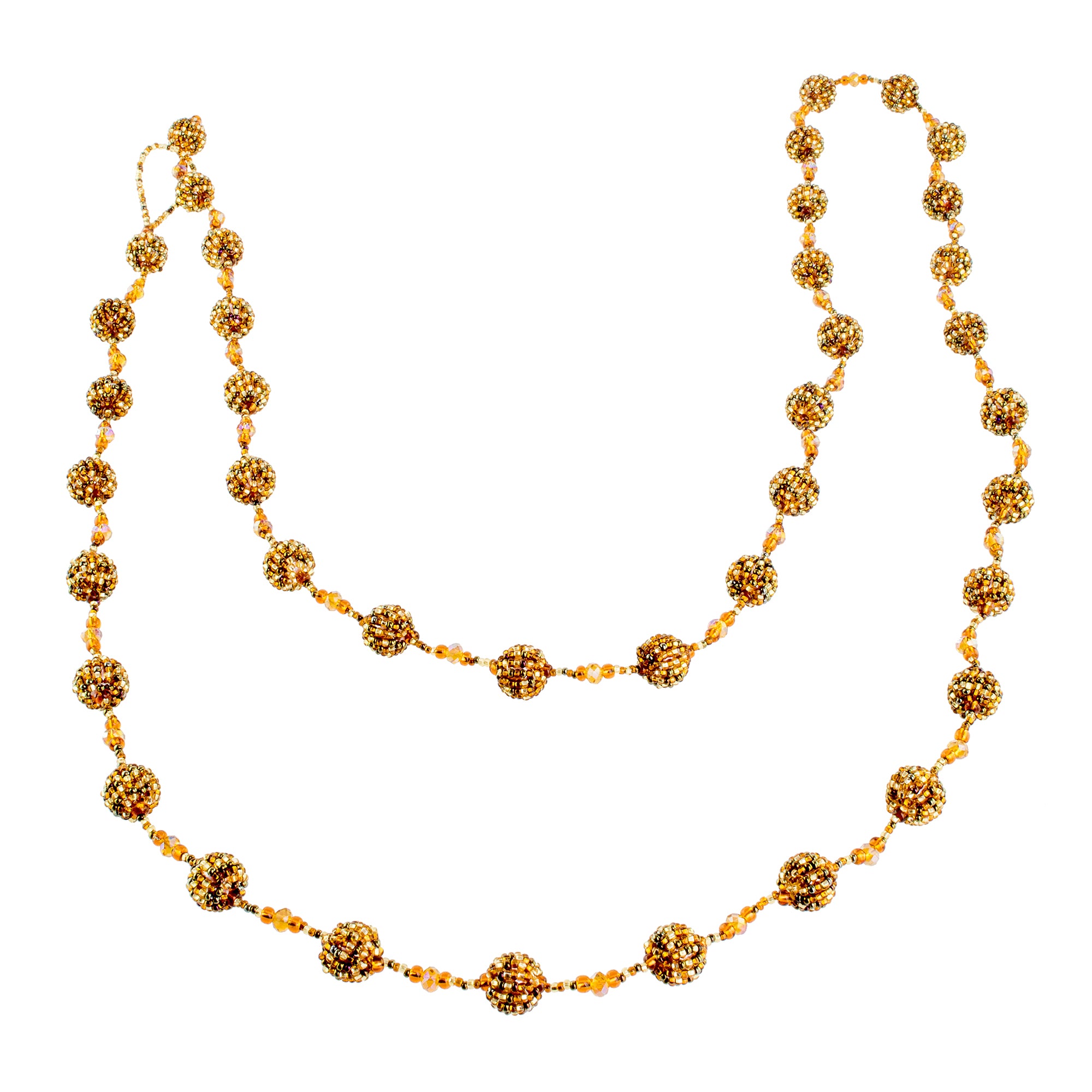 Premium Orange & Gold Glass Beaded Holiday Garland from Guatemala