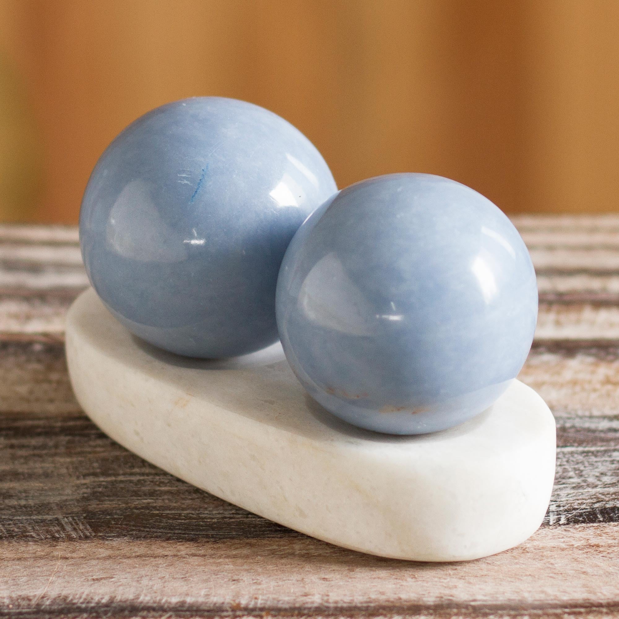 Premium Celestial Peace Set: 2 Handcrafted Celestite Spheres