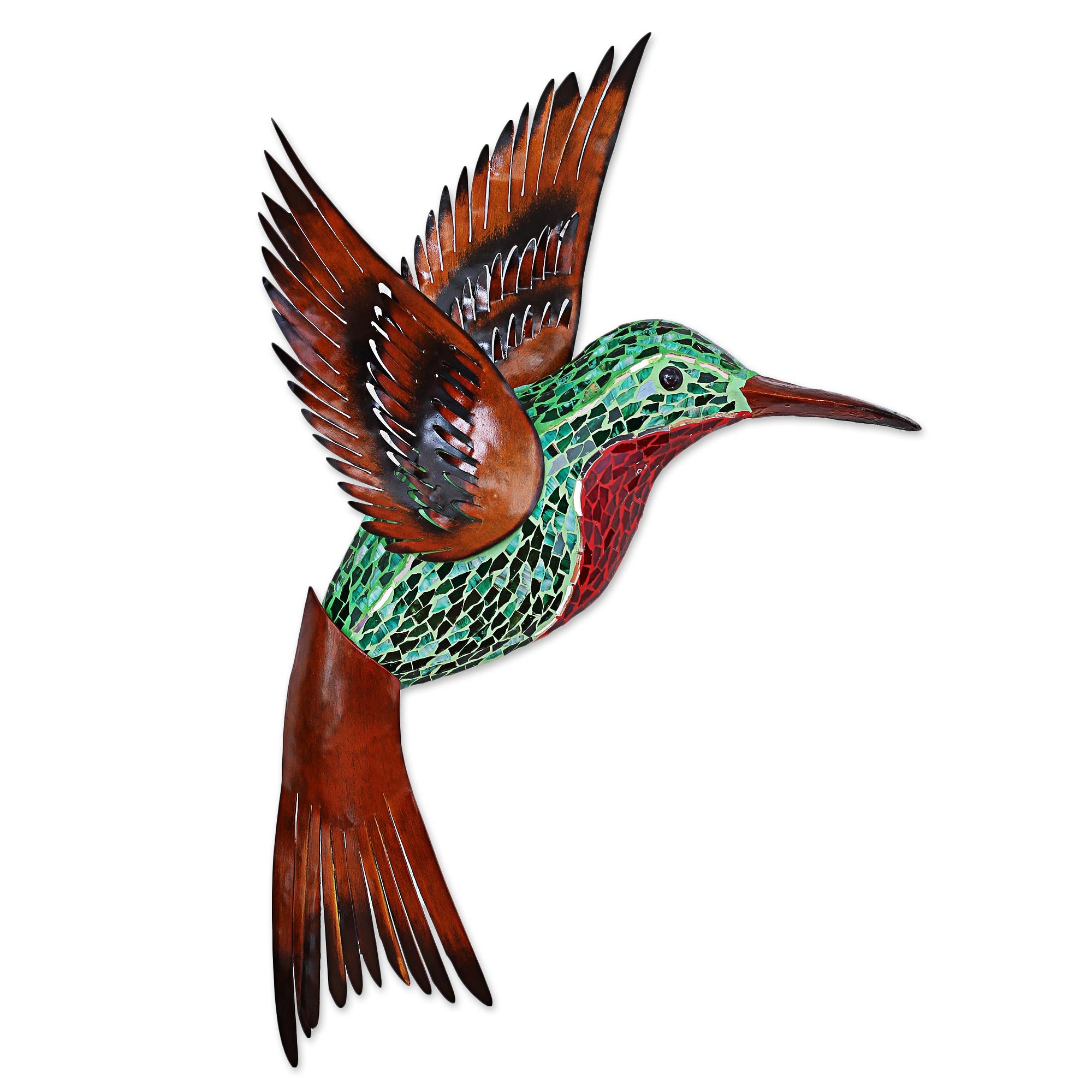 Premium Steel Wall Art - Green Hummingbird Sculpture
