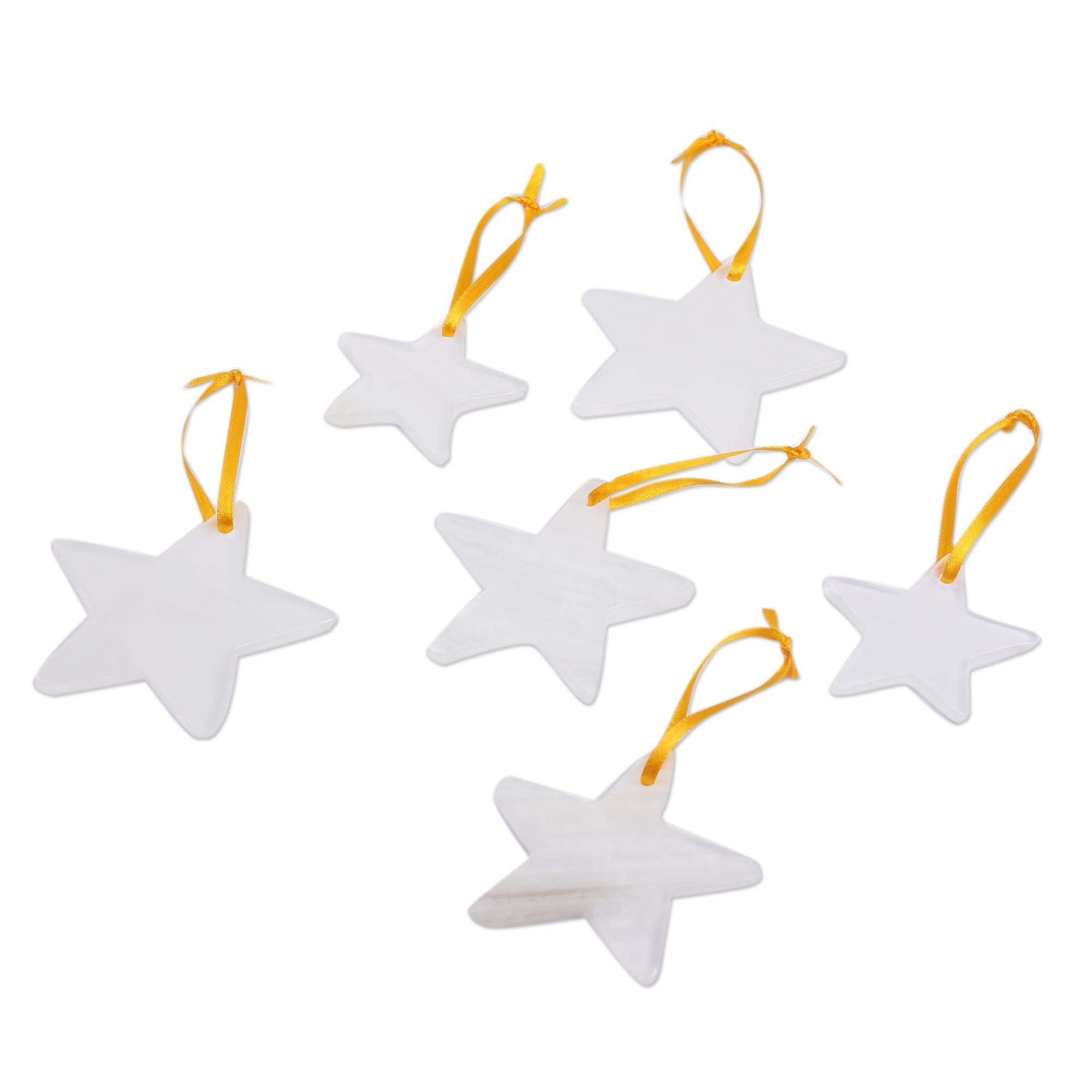 Premium Onyx Nativity Star Hanging Ornaments - Handcrafted Set of 6