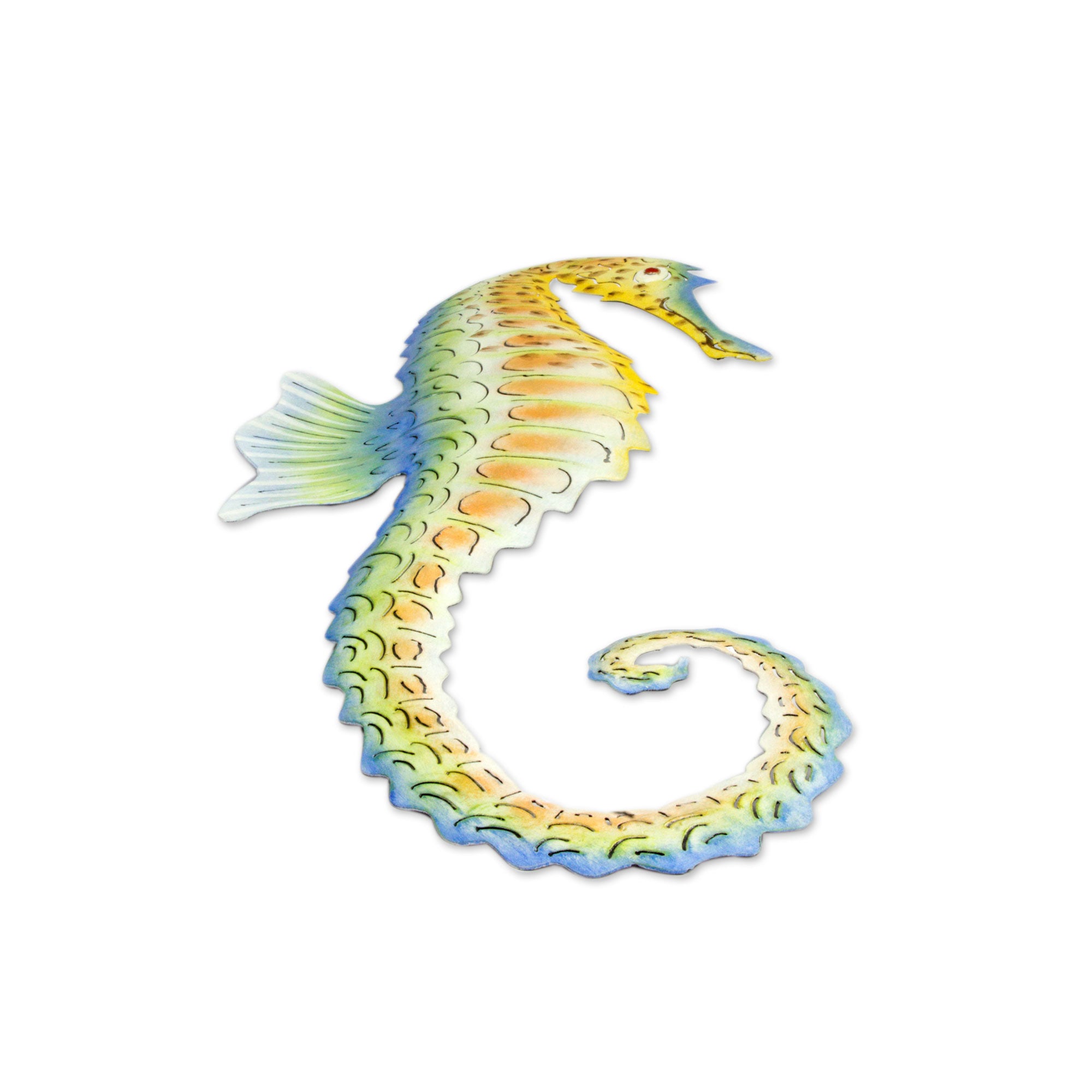Premium Hand-Painted Steel Seahorse Wall Sculpture – Mexican Ocean Art