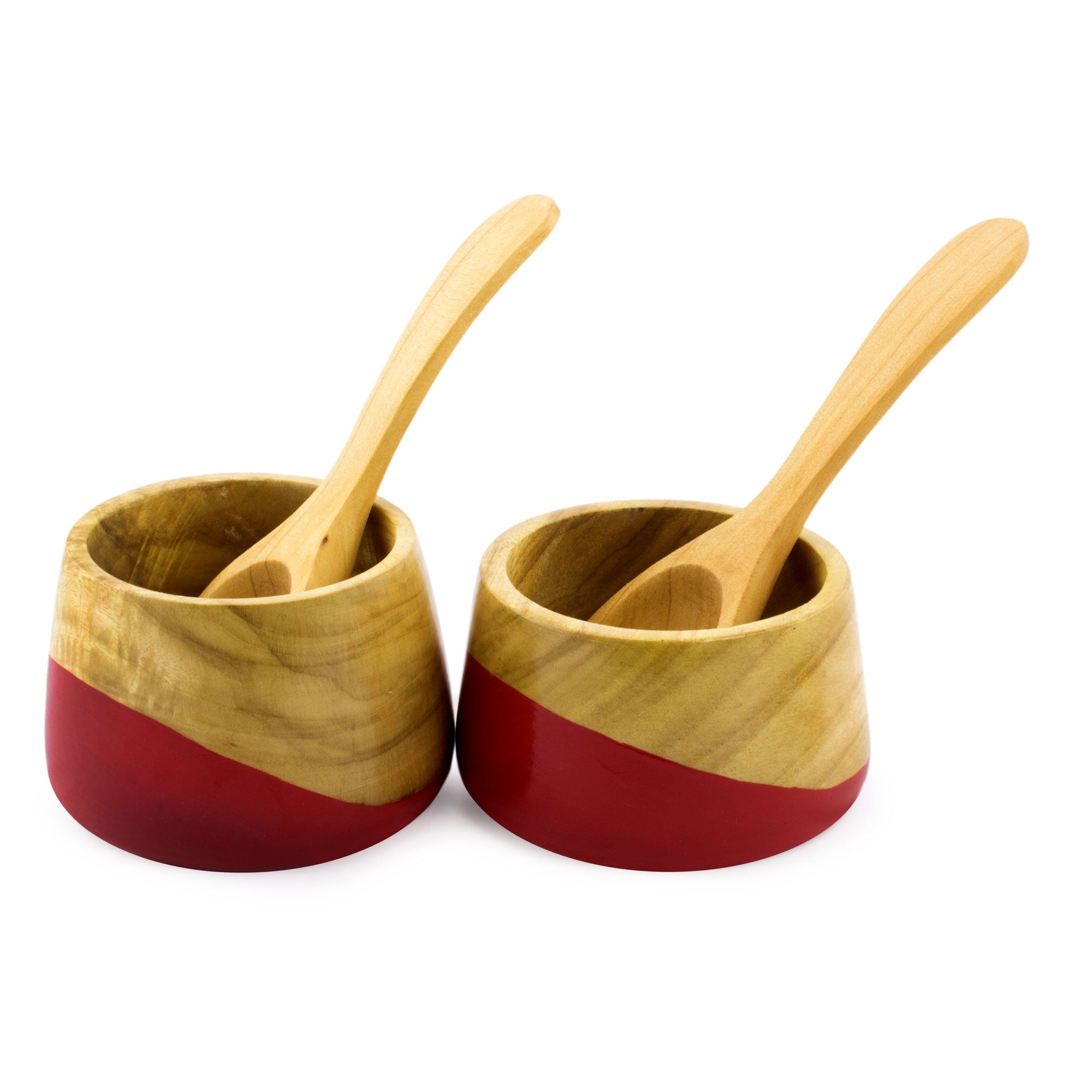 Premium Handcrafted Spicy Red Salsa Bowls with Spoons (Set of 2)