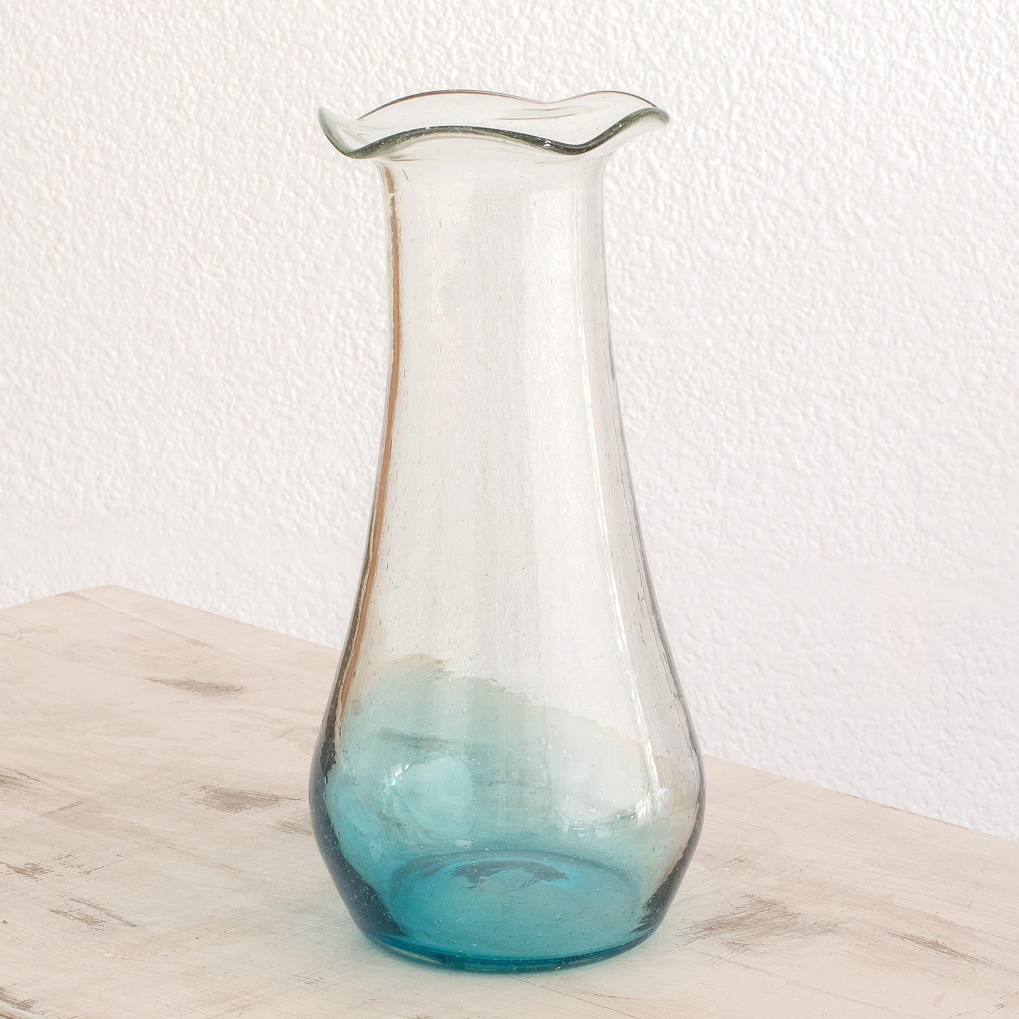 Premium Handblown Recycled Glass Vase - Glistening Sea Design