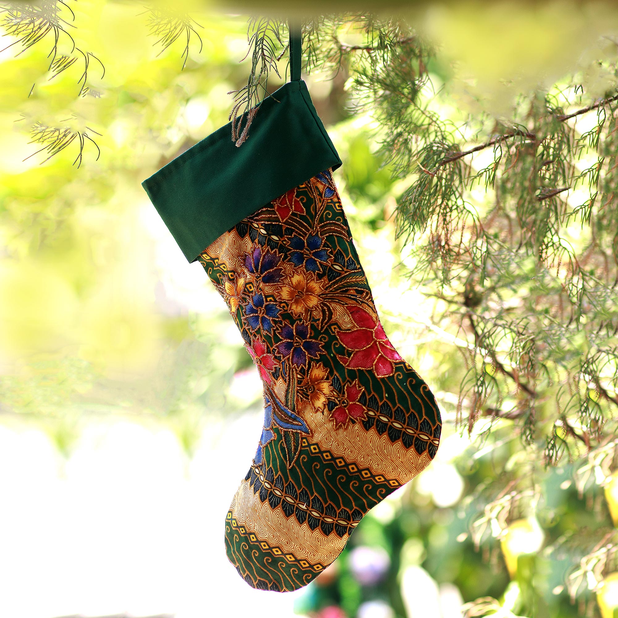 Premium Parang Holiday Batik Cotton Stocking - Handcrafted in Bali