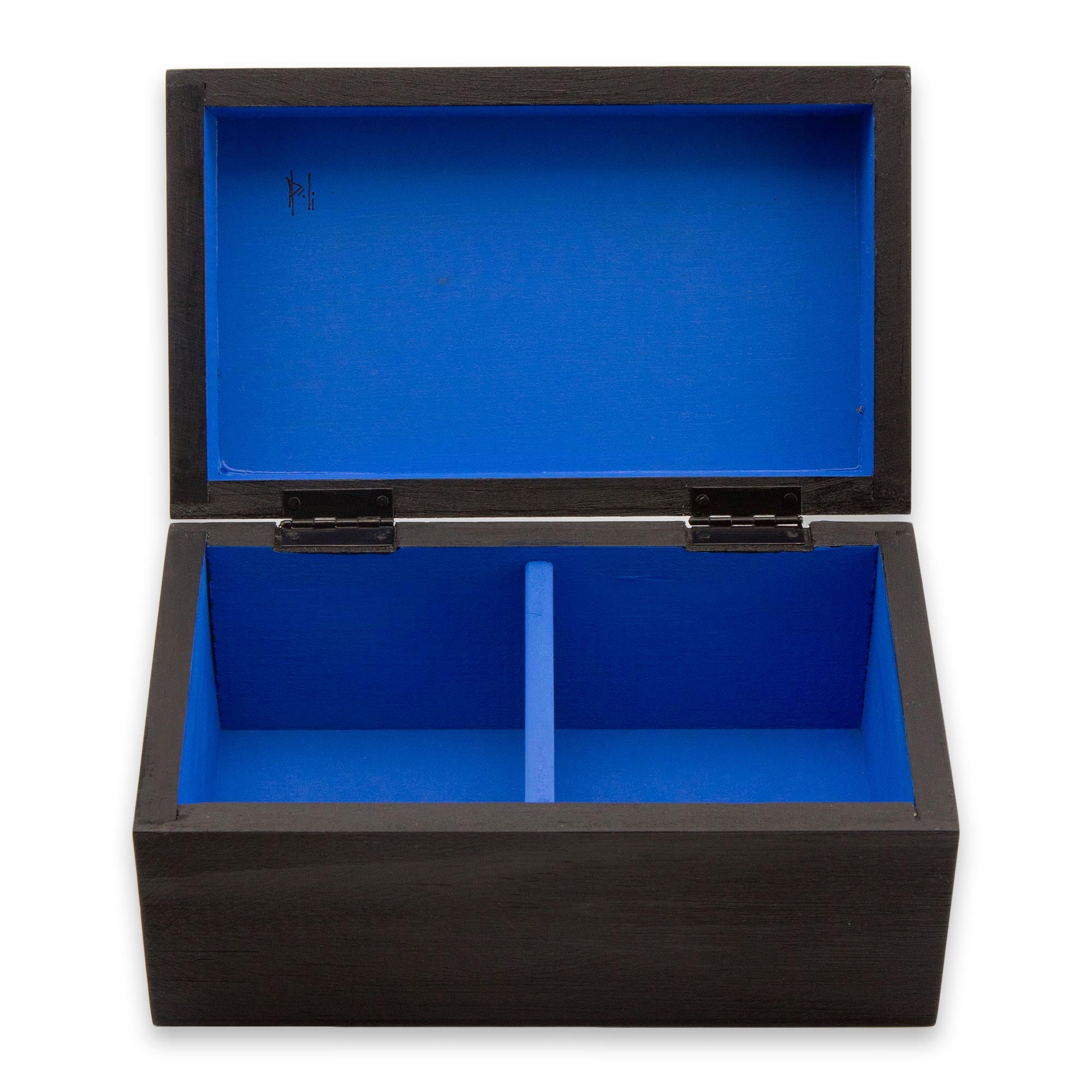 Premium Hand-Painted Christ the Redeemer Wood Tea Box - Two Compartment