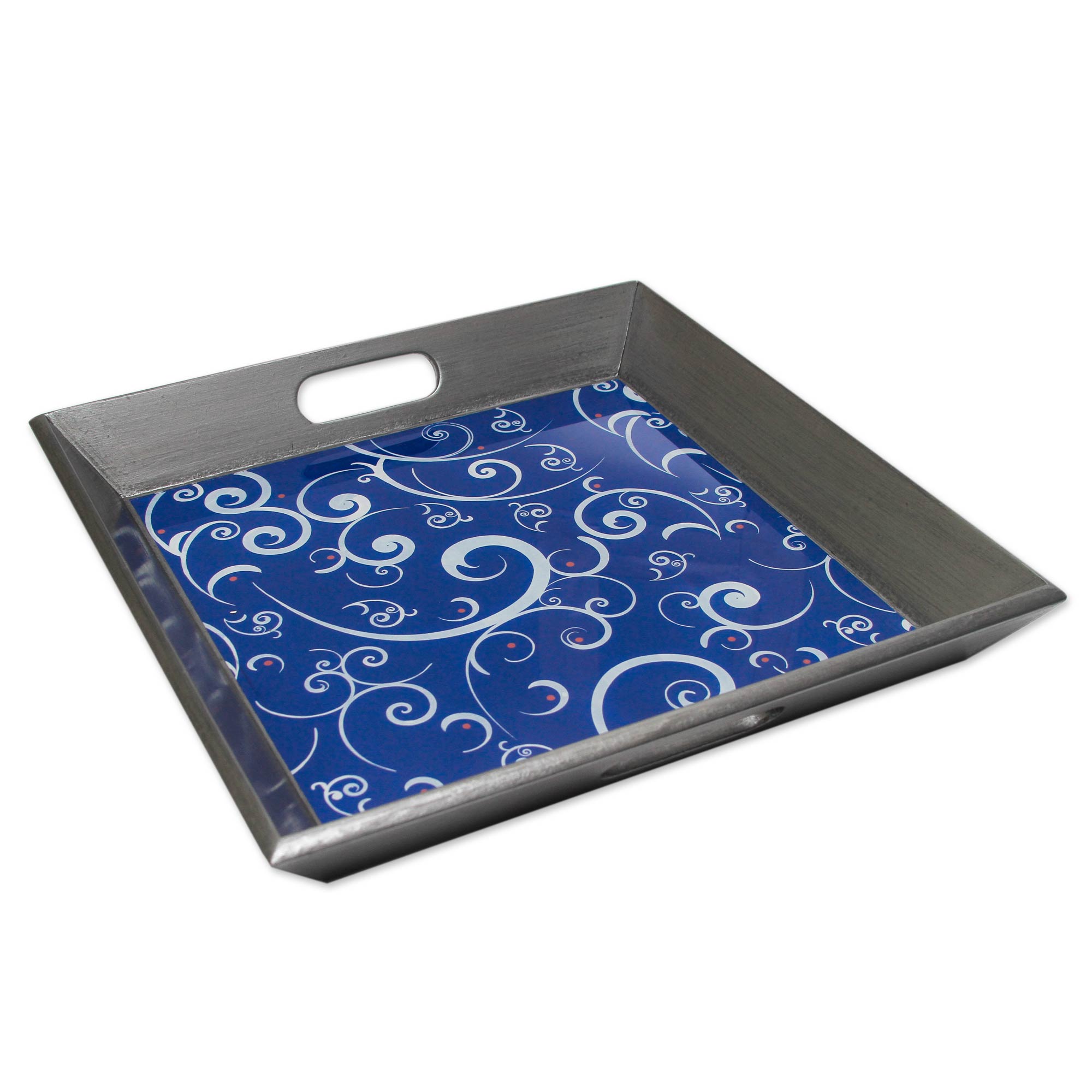 Premium Peruvian Hand-Painted Glass Tray - Starry Night Design