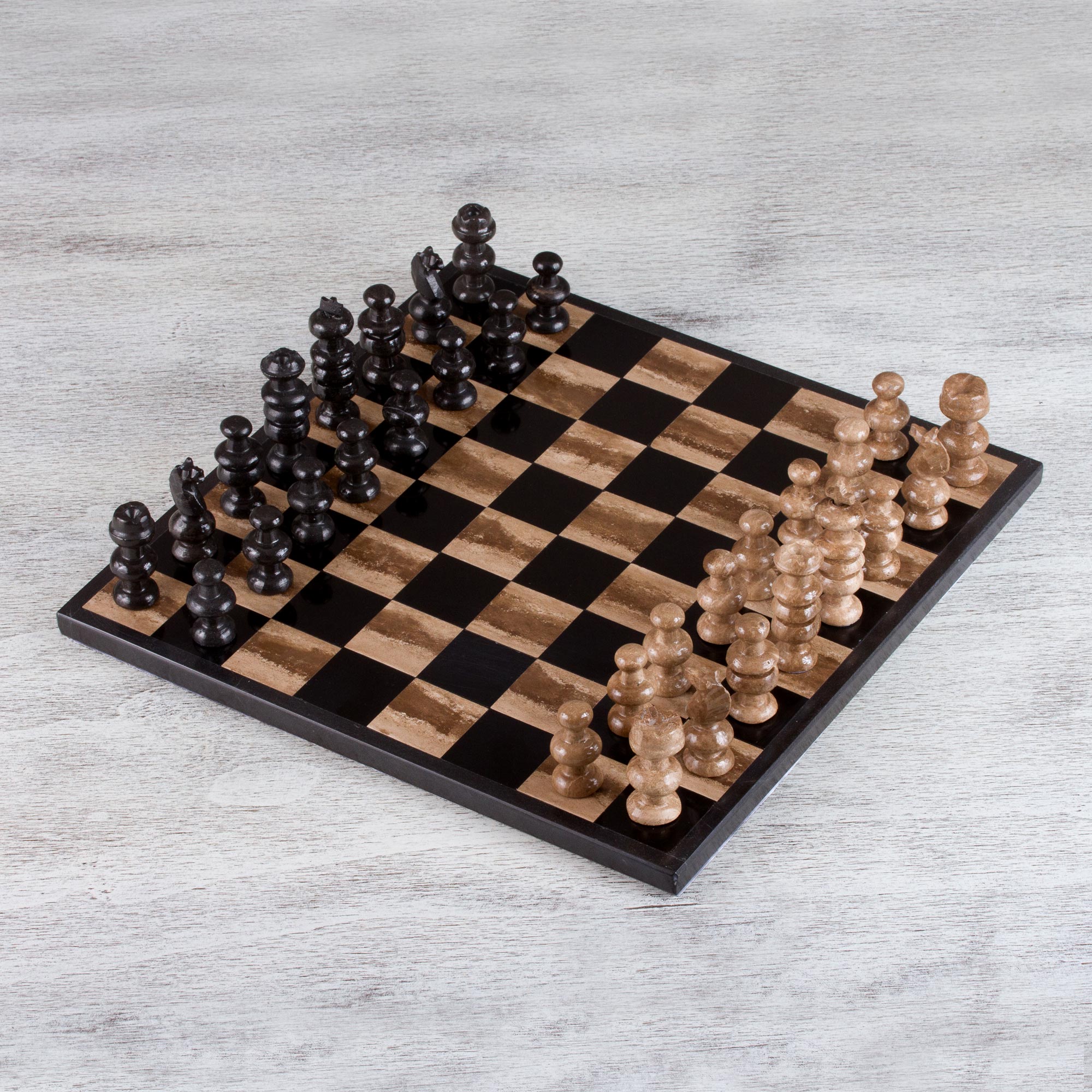 Premium Marble Chess Set - Handcrafted in Mexico | Beige & Black Luxury Design
