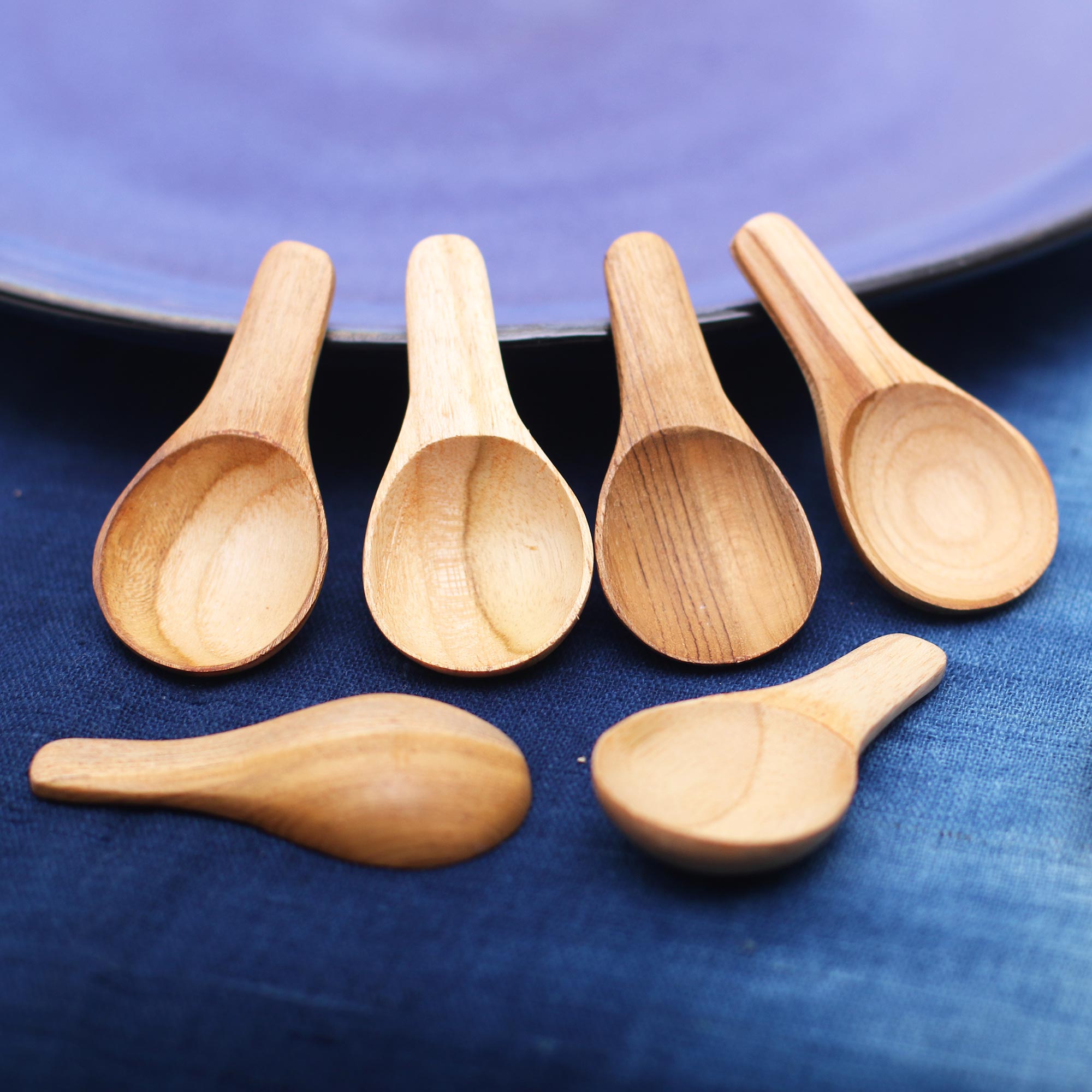 Premium Handcrafted Teak Wood Scoop Set – Set of 6 for Healthy Meal Prep & Serving
