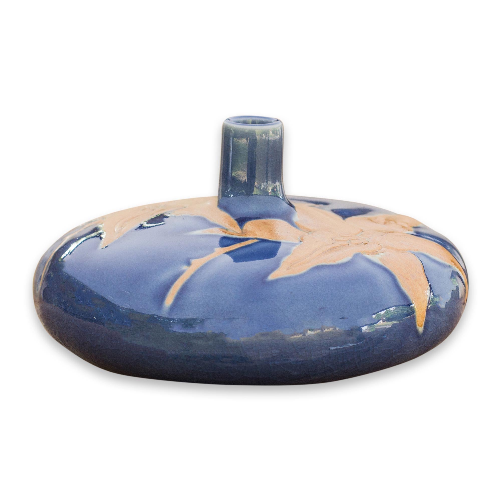 Premium Blue Valley Lily Floral Ceramic Vase - Handcrafted Elegance