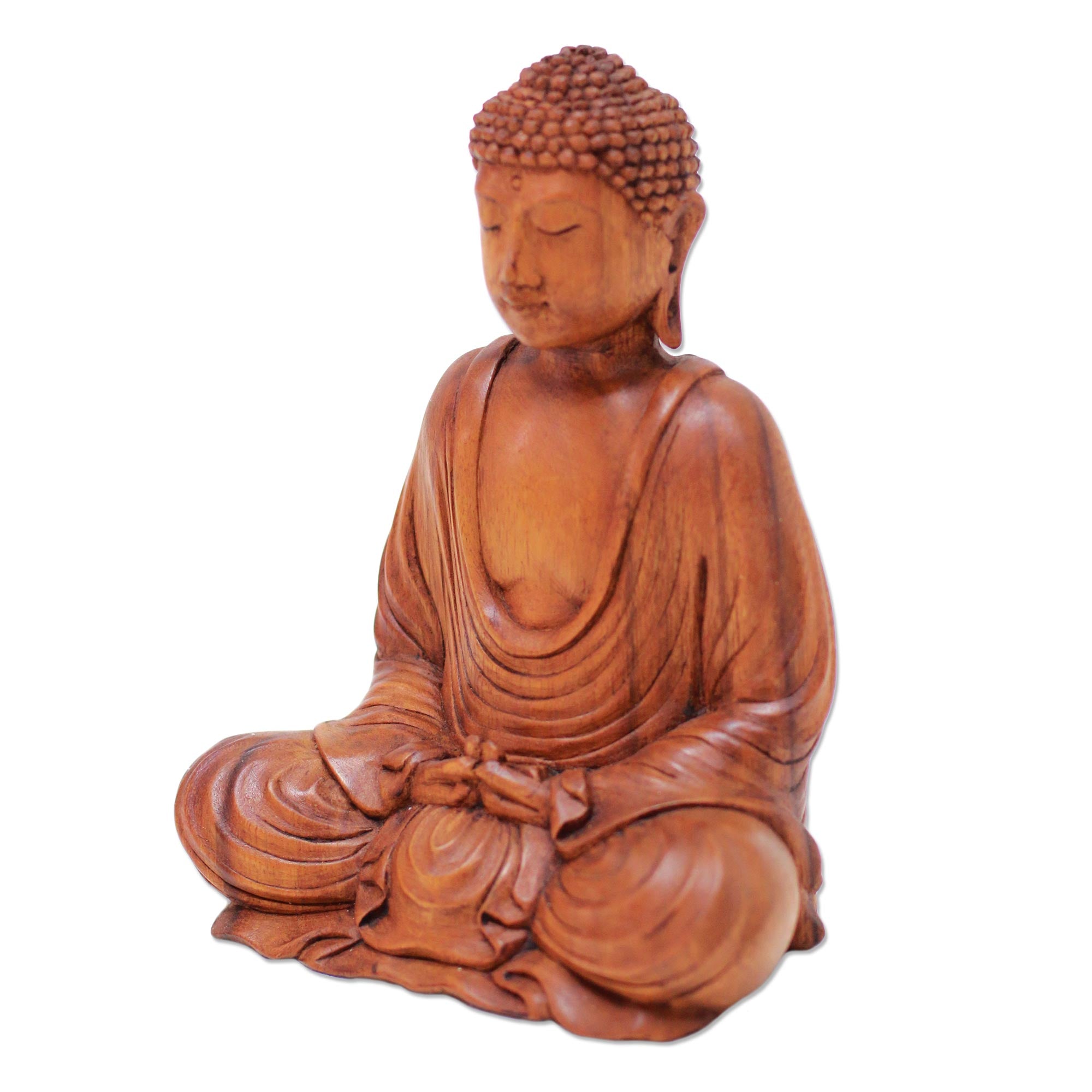 Premium Hand-Carved Suar Wood Buddha Sculpture – Serenity in Every Detail
