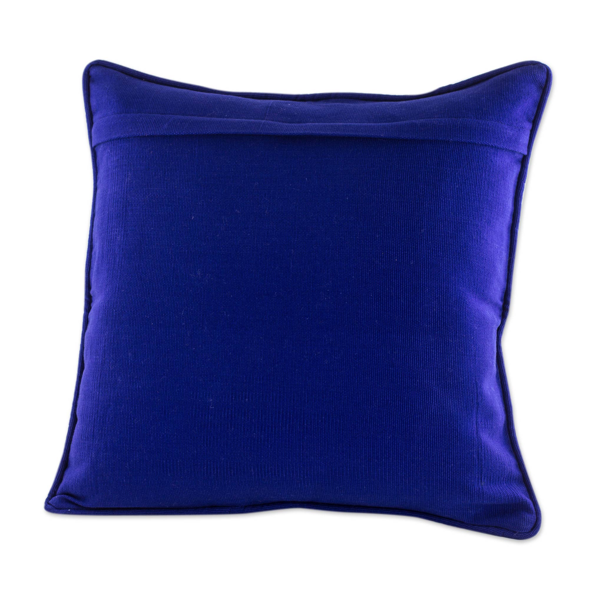 Premium Handwoven Blue Bird Cotton Cushion Cover - Quiché Maya Design