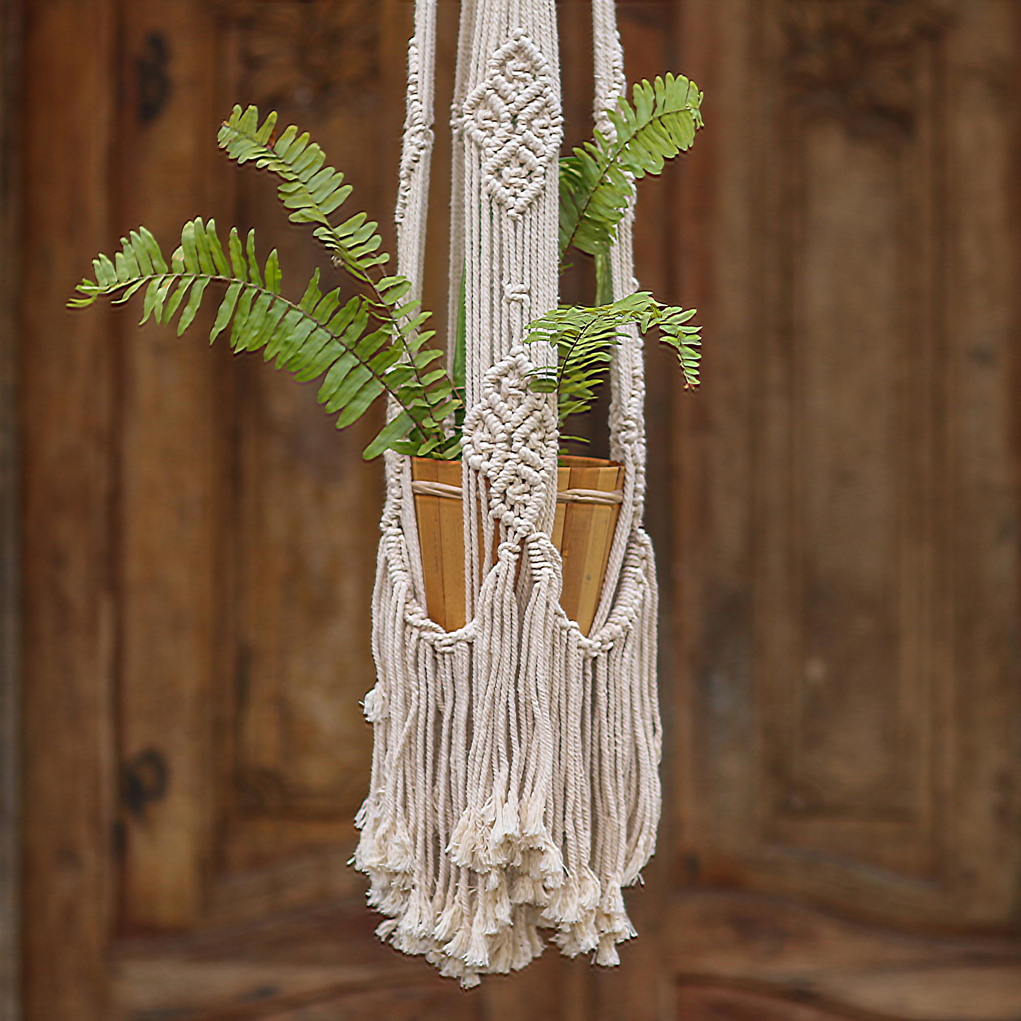 Premium Handwoven Cotton Flower Pot Hanger - Artisan Crafted in Bali