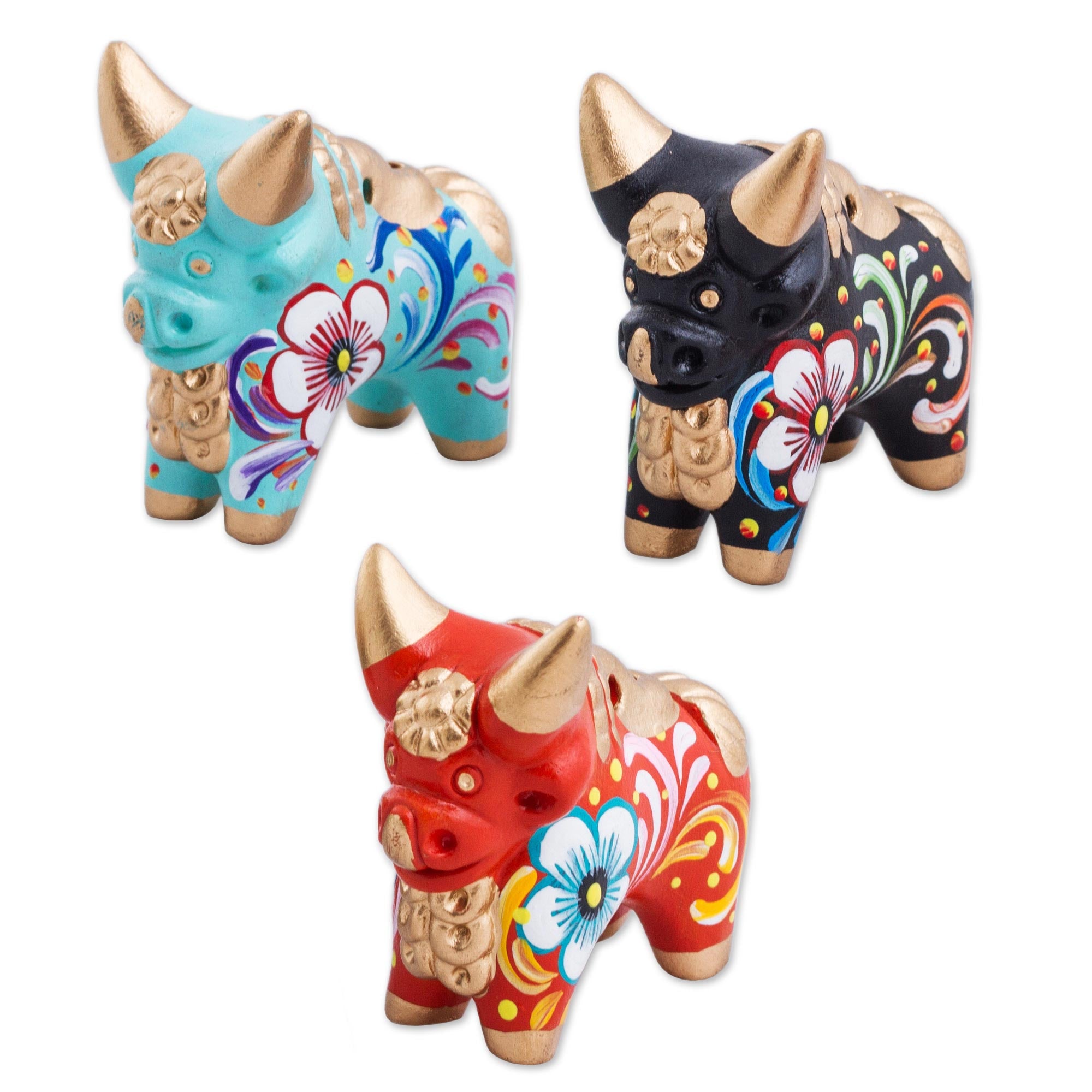 Premium Little Pucara Bulls Figurines - Handcrafted Home Decor Set