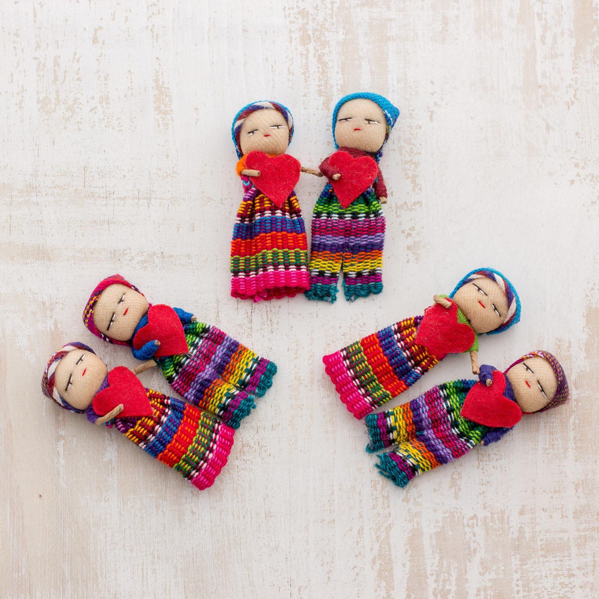 Premium Joined in Love Worry Dolls with Hearts - Ultimate Gift for Well-Being