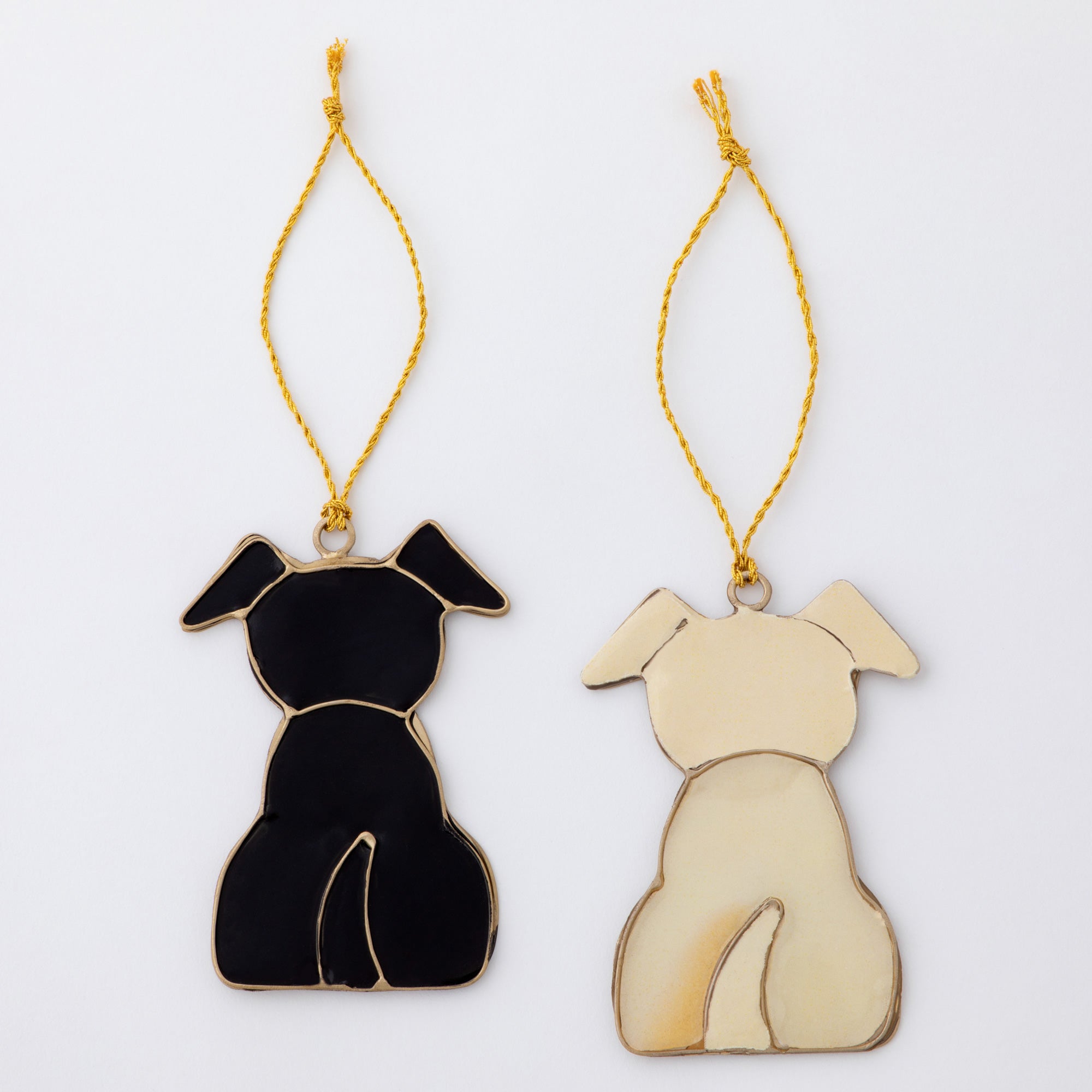 Premium Handmade Stained Glass Dog Ornaments - Set of 2 | Ultimate Holiday Decor