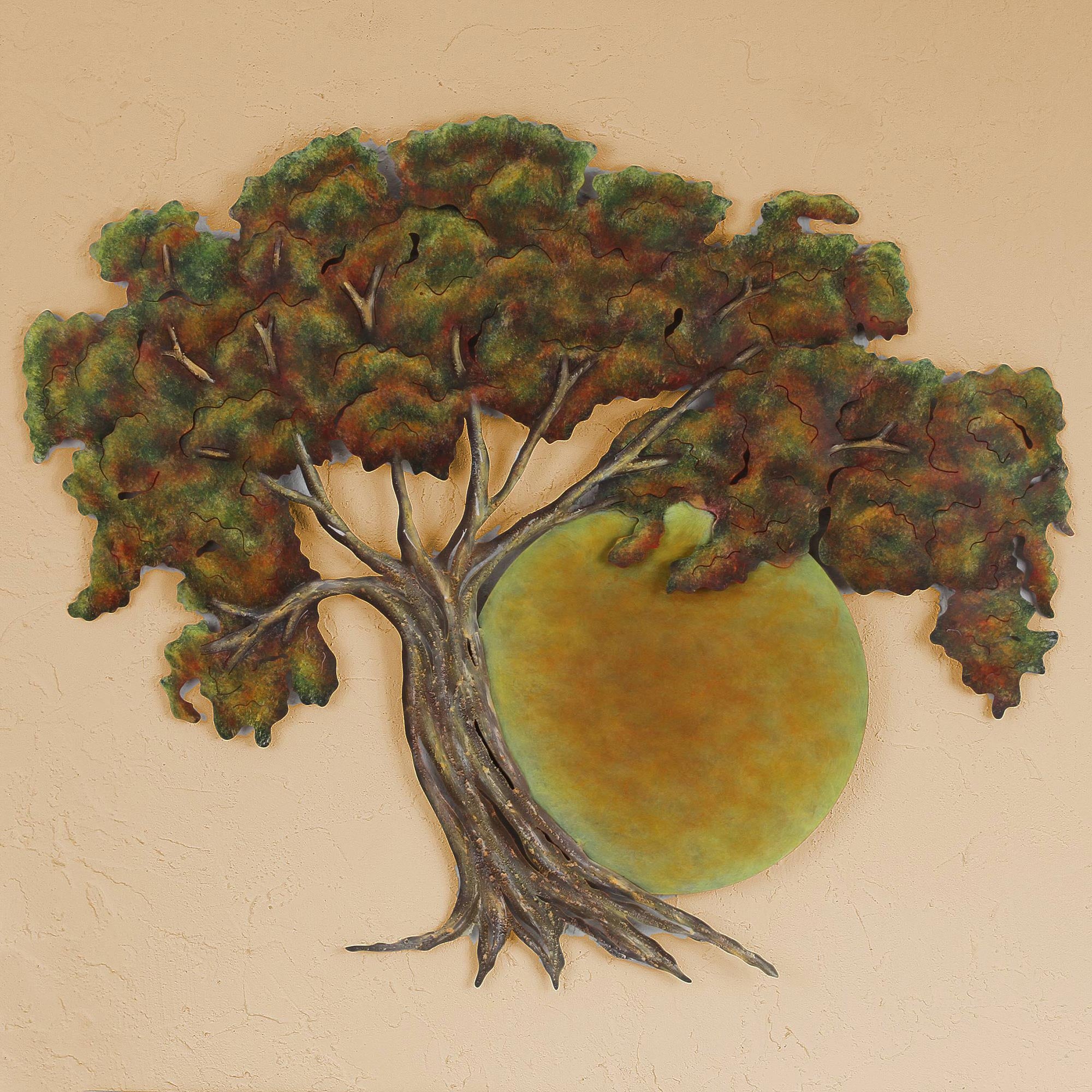 Premium Sunset Oak Steel Wall Art - Handcrafted in Mexico