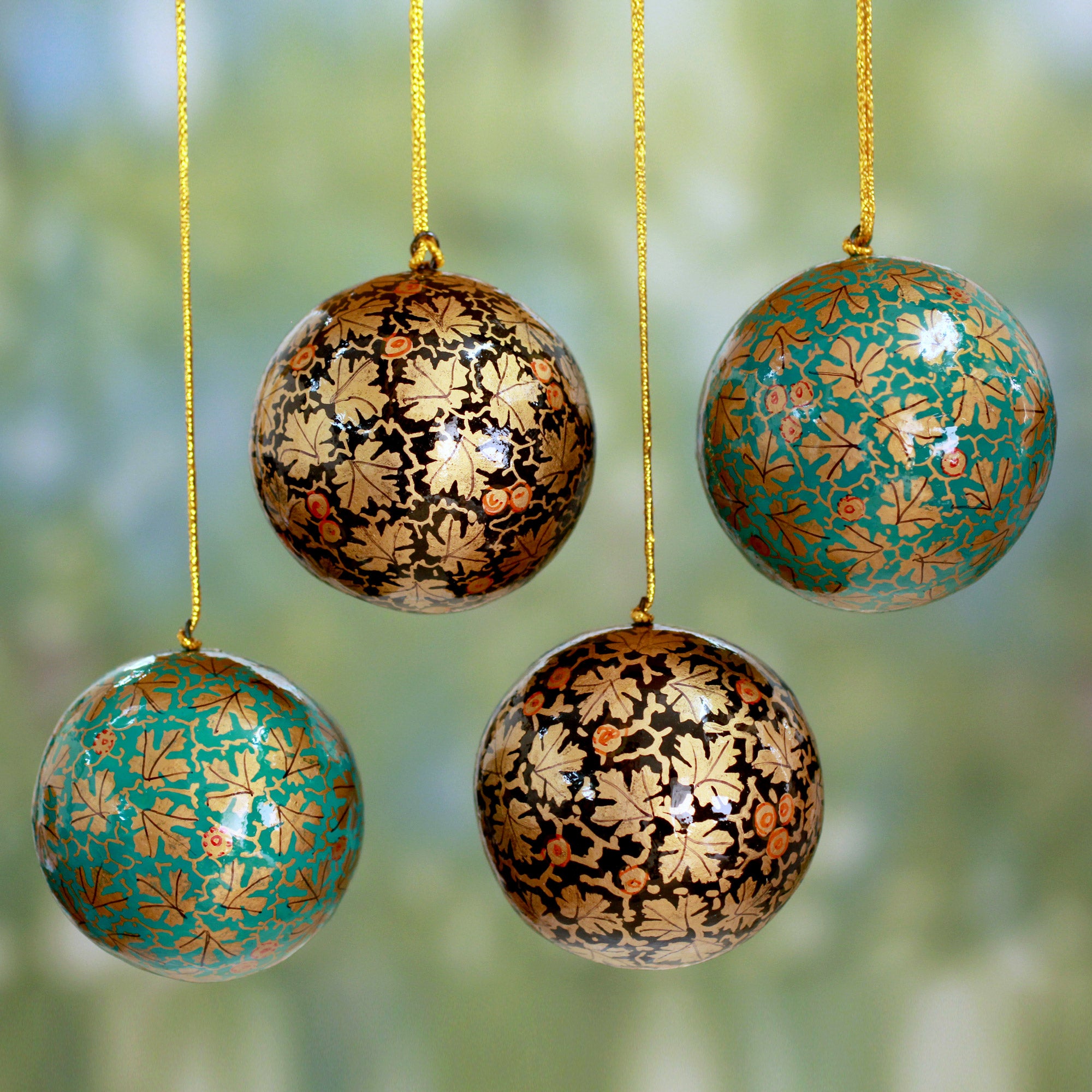 Premium Chinar Cheer Hand-Painted Holiday Ornaments - Set of 4