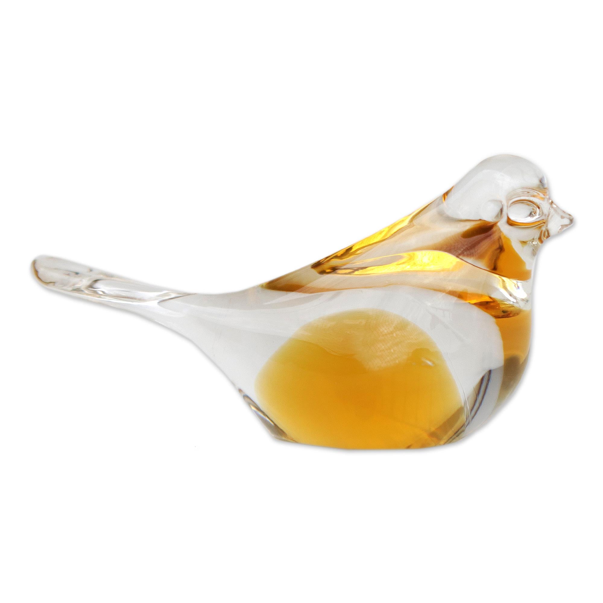 Premium Handblown Brazilian Yellow Bird Art Glass Paperweight