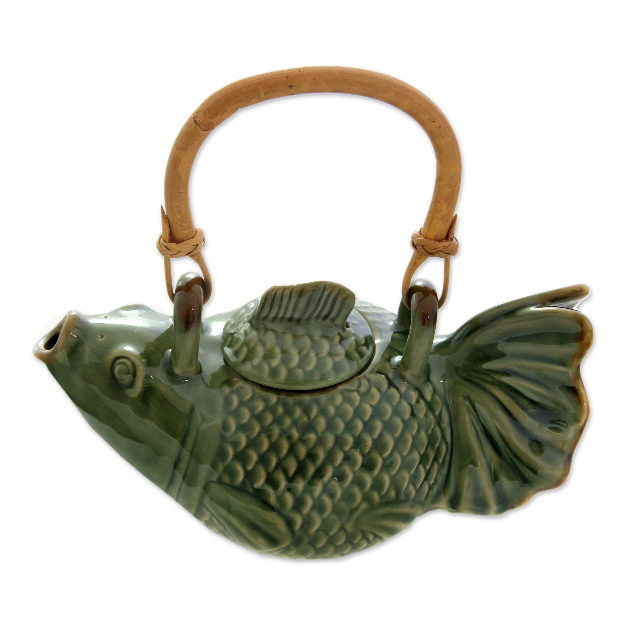 Premium Handcrafted Green Koi Ceramic Teapot – Ultimate Tea Experience