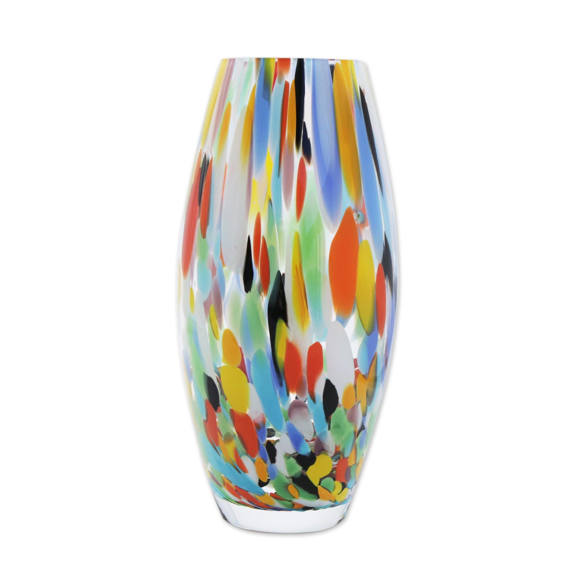 Premium Murano-Inspired Carnival Confetti Glass Vase - Handcrafted Elegance (9 inch)