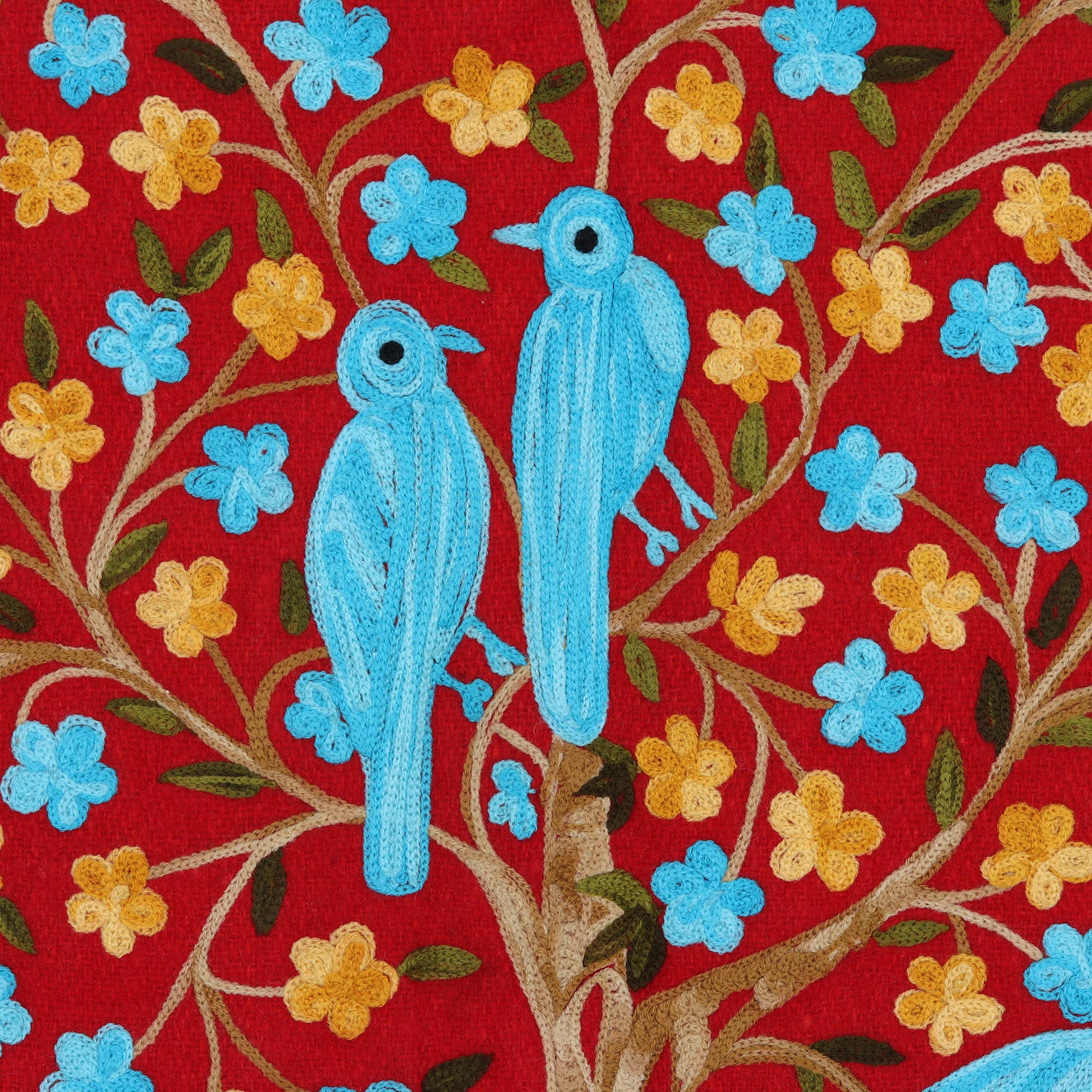 Premium Abode of Birds II Handcrafted Wool Tapestry – Indian Artisan Masterpiece