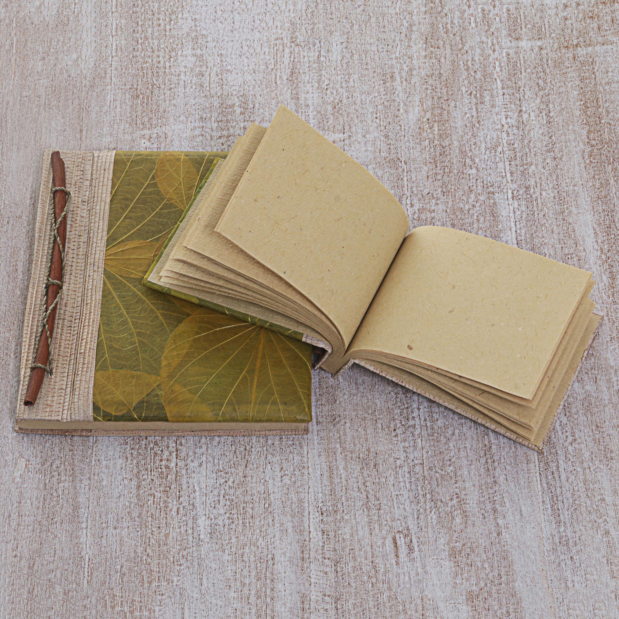Premium Handcrafted Rice Paper Notebooks - Autumn Spirit in Olive