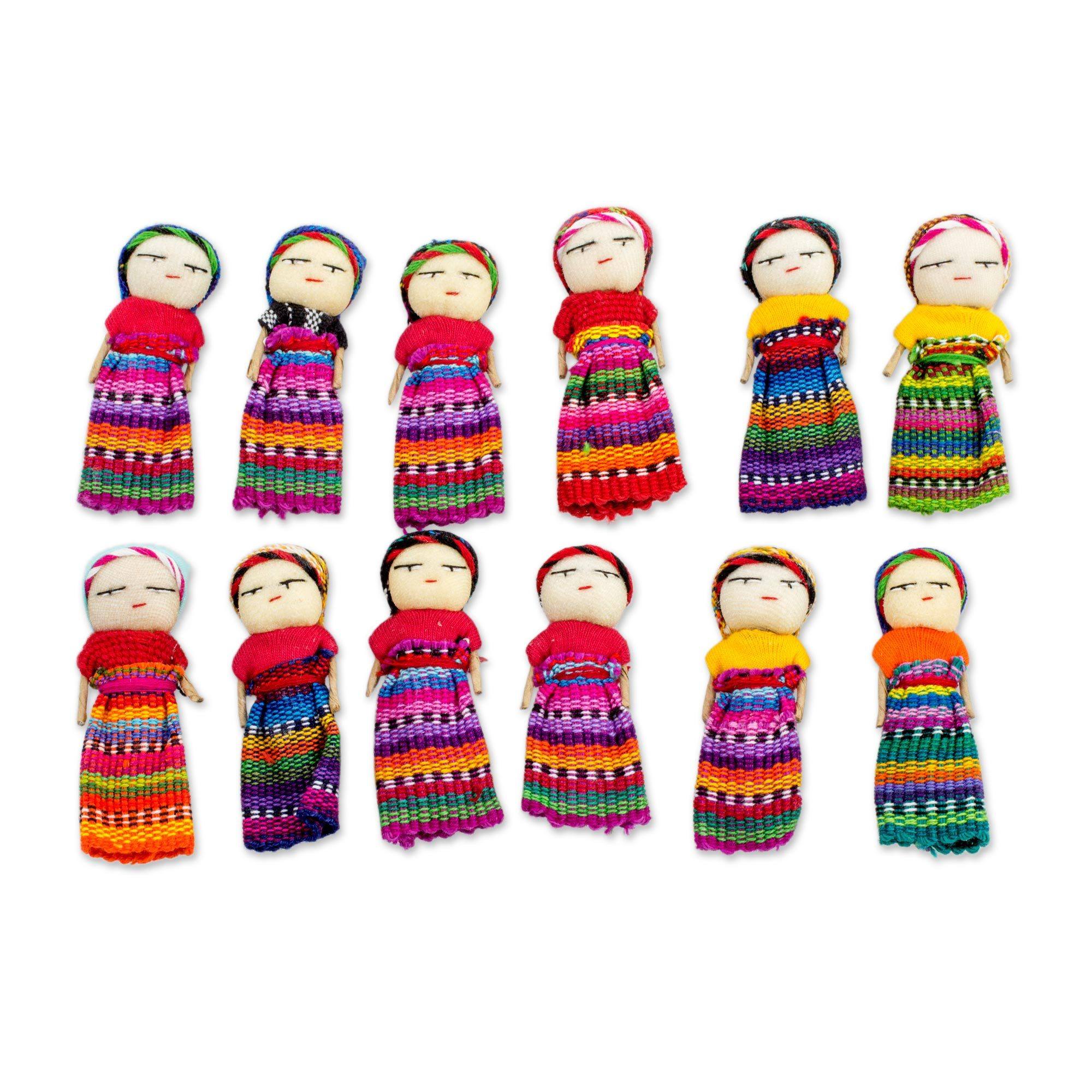 Premium Handmade Guatemalan Worry Dolls - Set of 12, Ultimate Comfort & Unique Gift