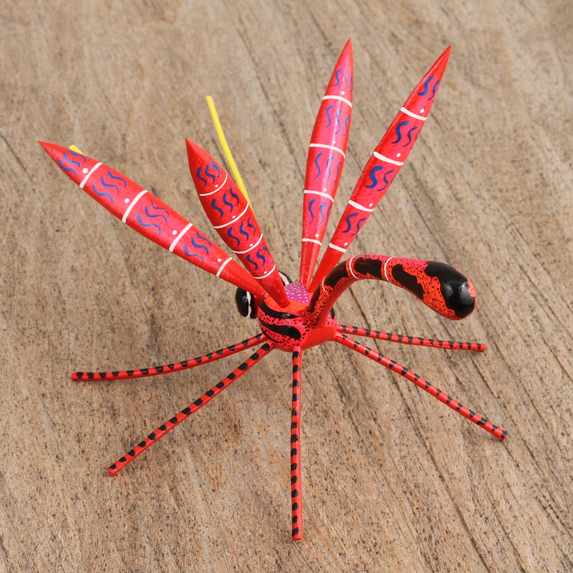 Premium Red Dragonfly Alebrije Handcrafted Figurine from Oaxaca