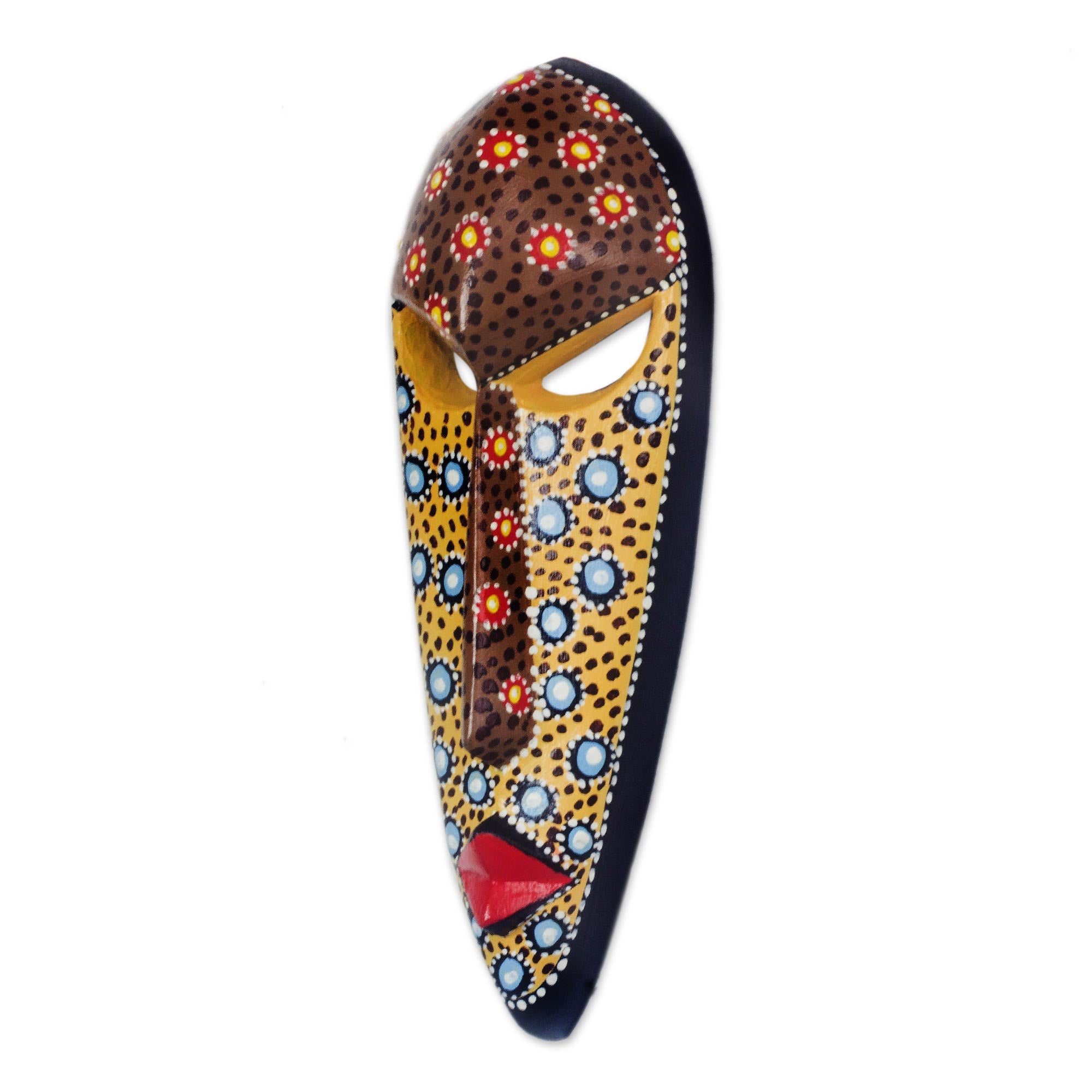 Premium African Artisan Hand-Painted Love Mask – Wall Decor from Ghana