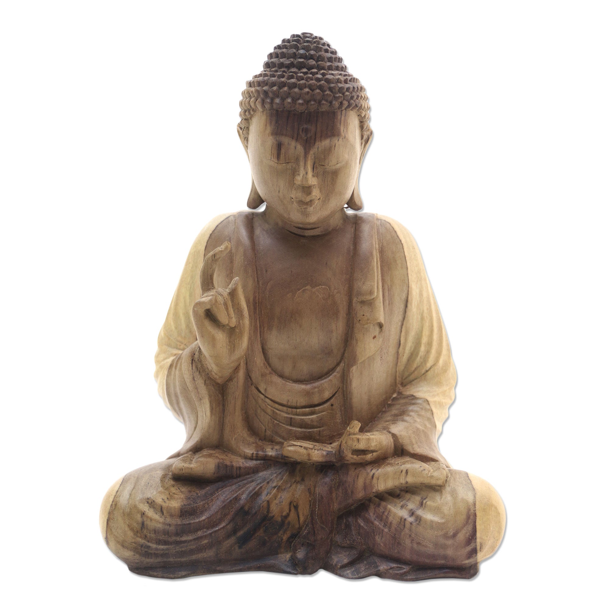 Premium Hand-Carved Hibiscus Wood Buddha Sculpture - 'Semedi' from Indonesia