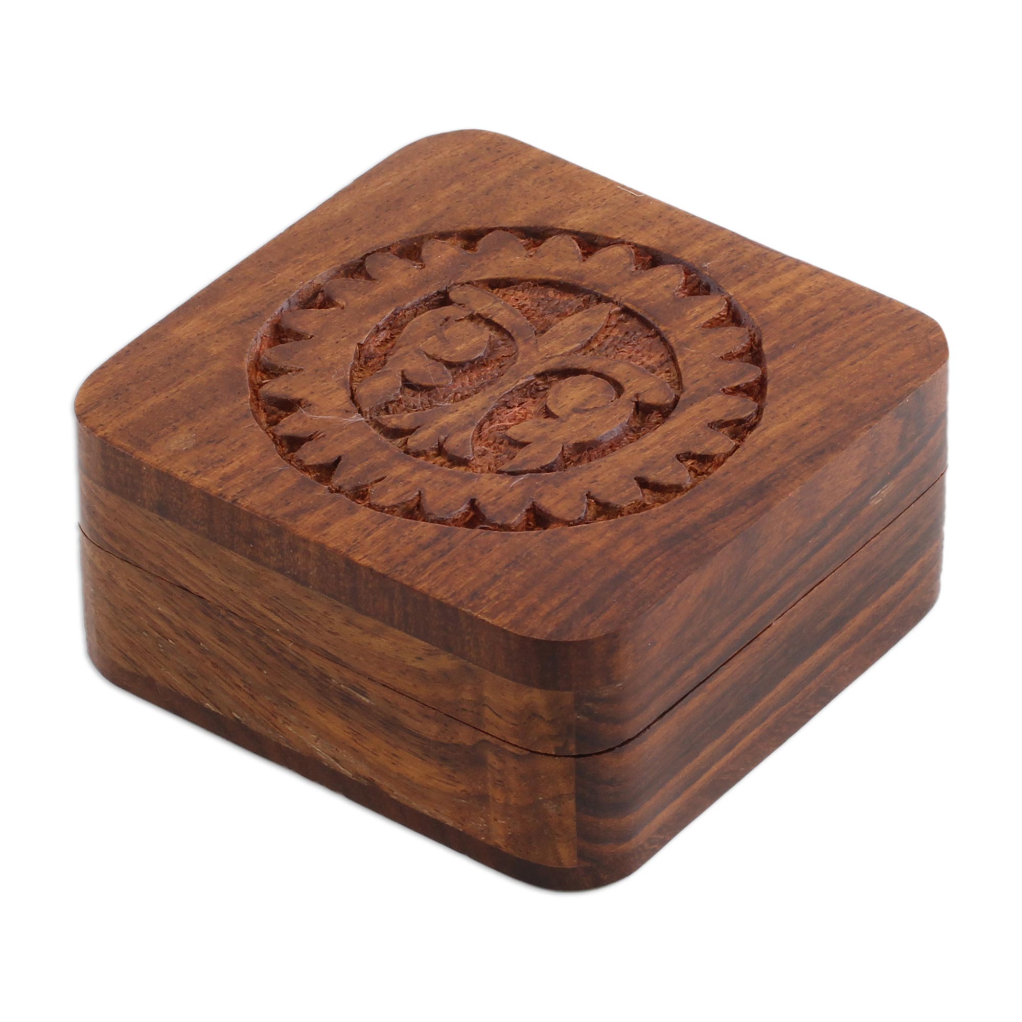 Premium Handcrafted Mango Wood Box with Surya Devta Carving