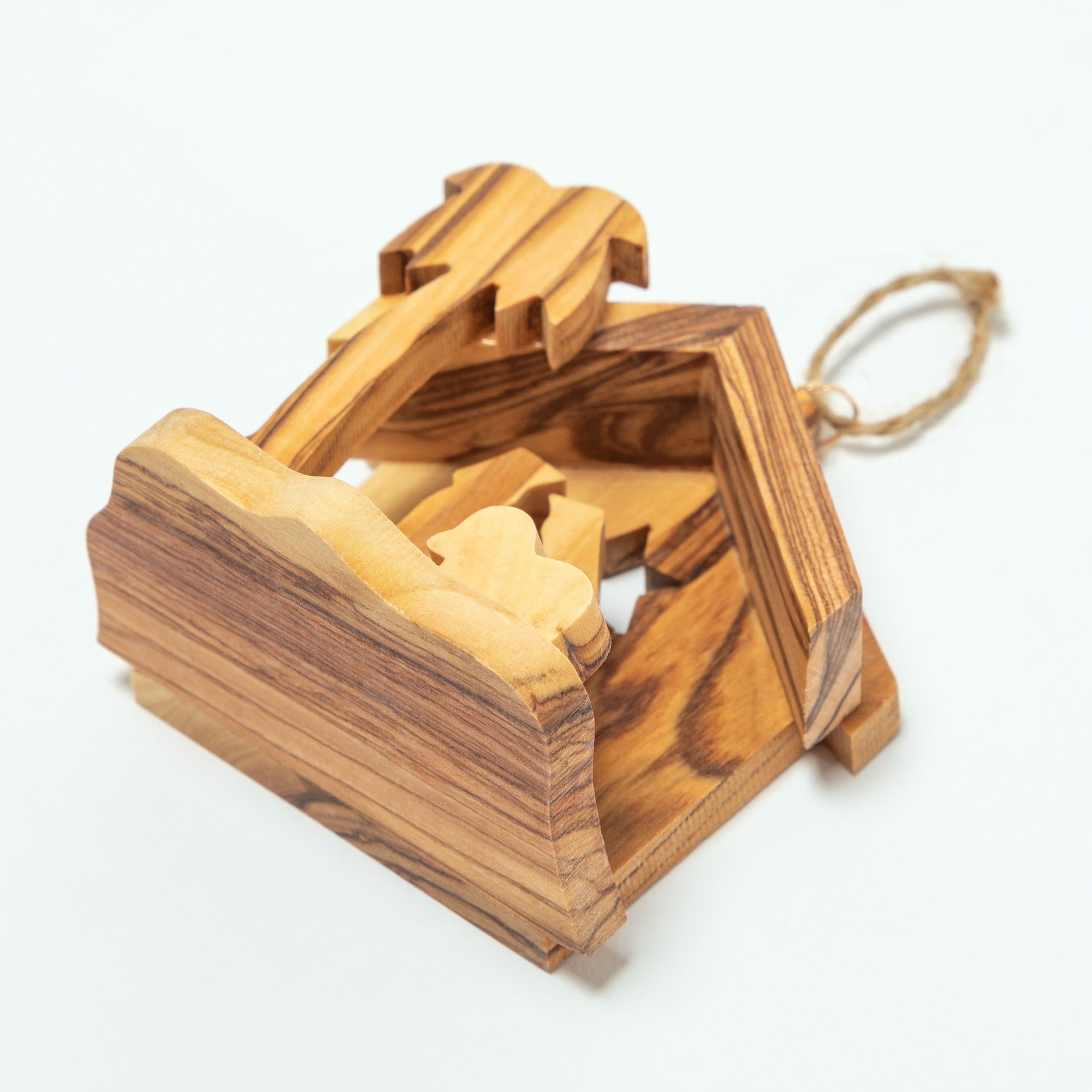 Premium Hand-Carved Olive Wood Nativity Ornament - Christmas Tree Essential