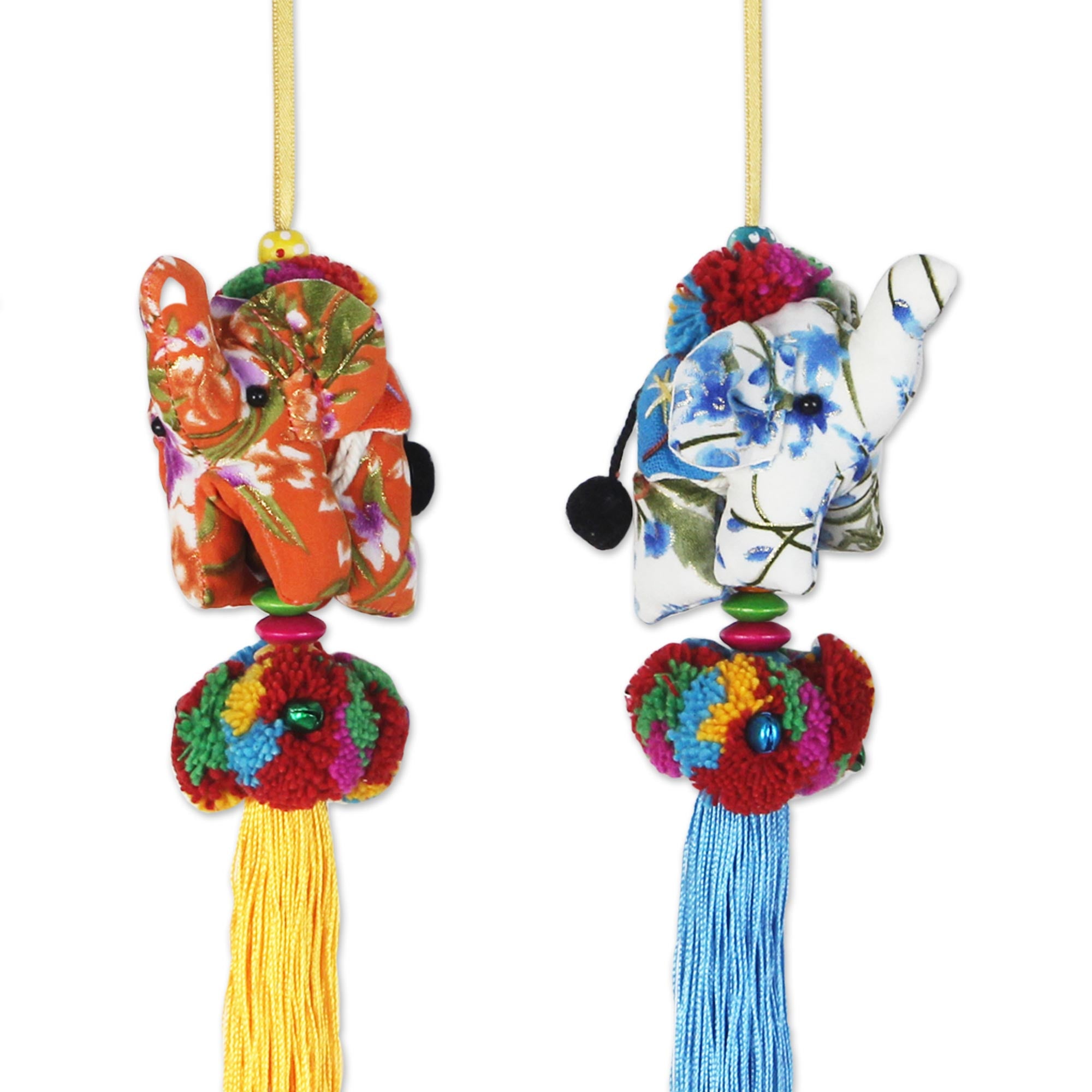 Premium Handcrafted Thai Elephant Ornament Set - Multicolor Festive Decor