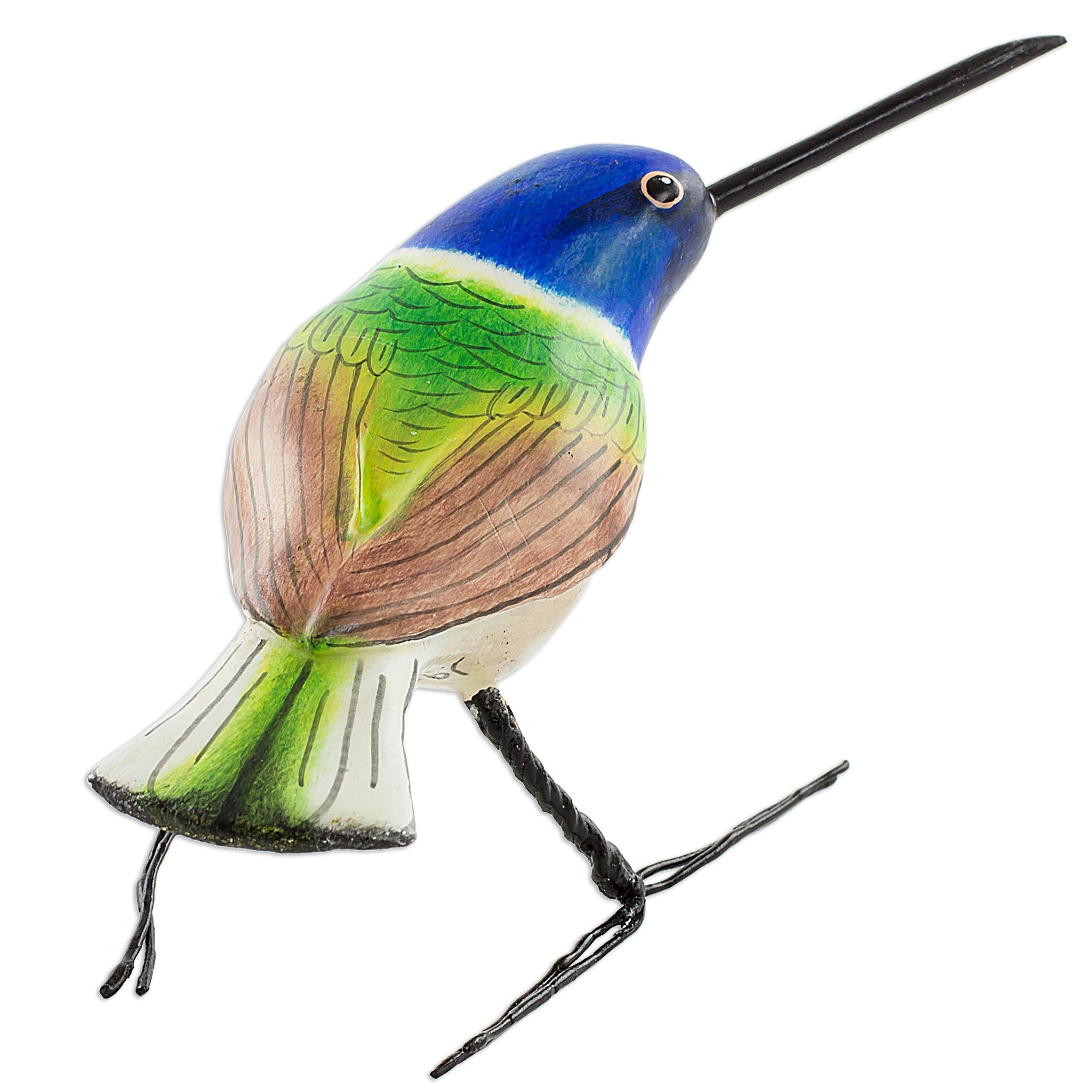 Premium Handmade Jacobin Hummingbird Figurine - Artisan Crafted Ceramic Bird Sculpture