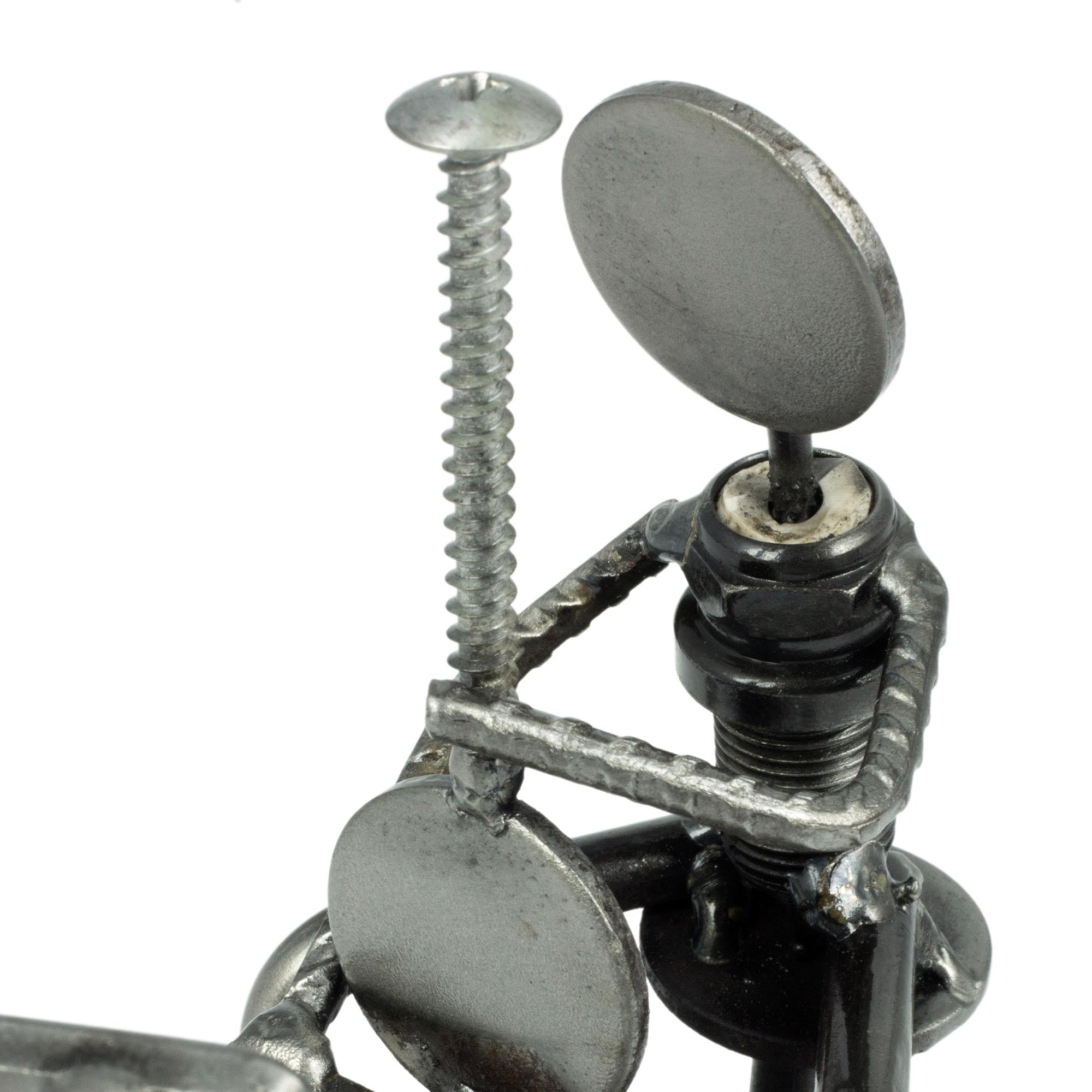 Premium Rustic Cellist Sculpture - Handmade Recycled Metal Art