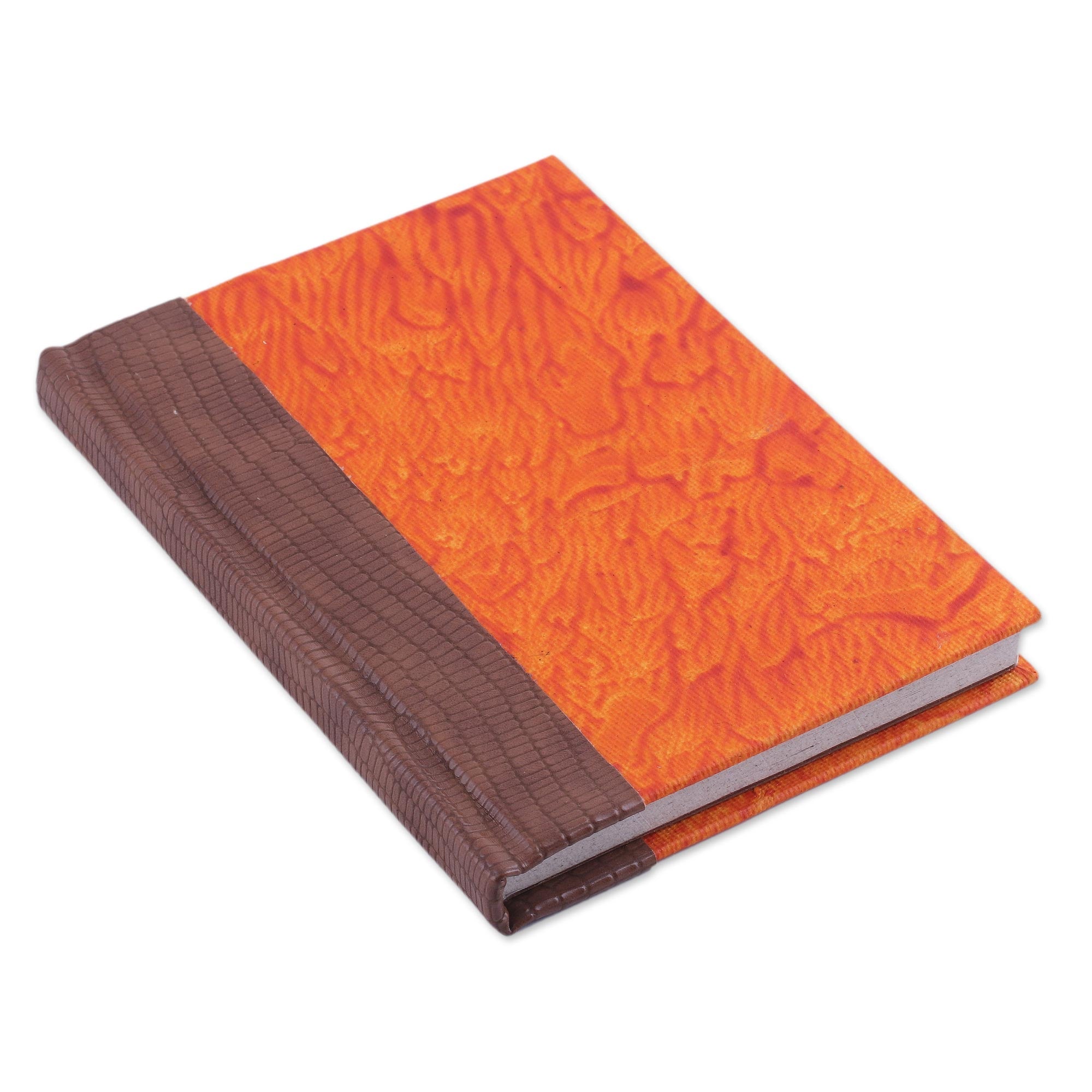 Premium Artisan Leather Journal - Handcrafted in India with Burnt Orange & Brown Design