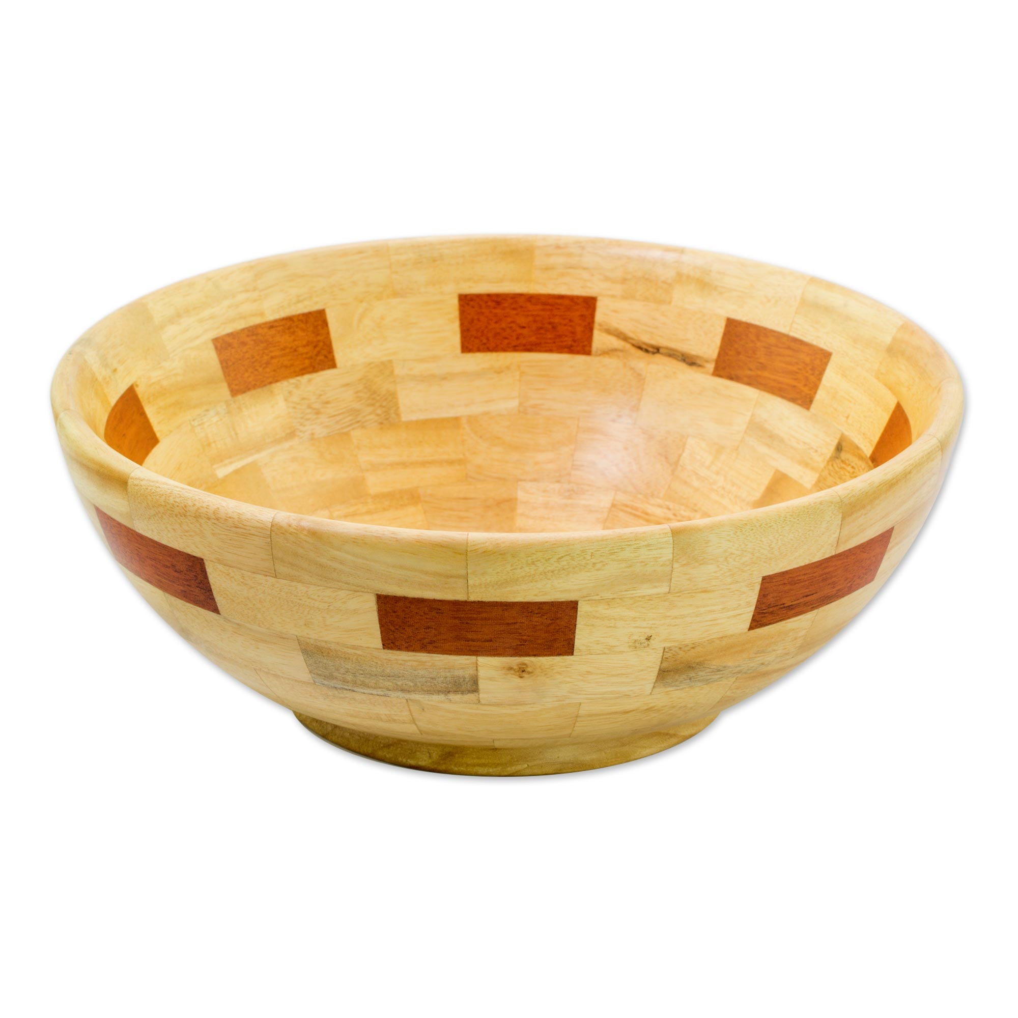 Premium Handcrafted Mahogany & Palo Blanco Wood Bowl - Artisan Design