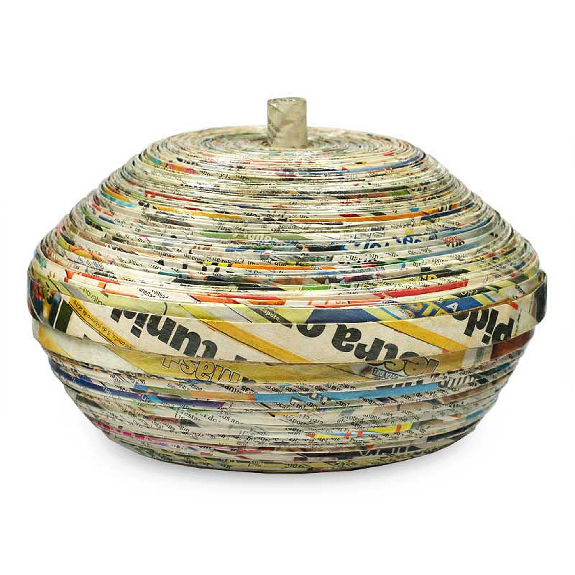 Premium Handcrafted Recycled Newspaper Basket from Guatemala | Eco-Friendly Decorative Storage
