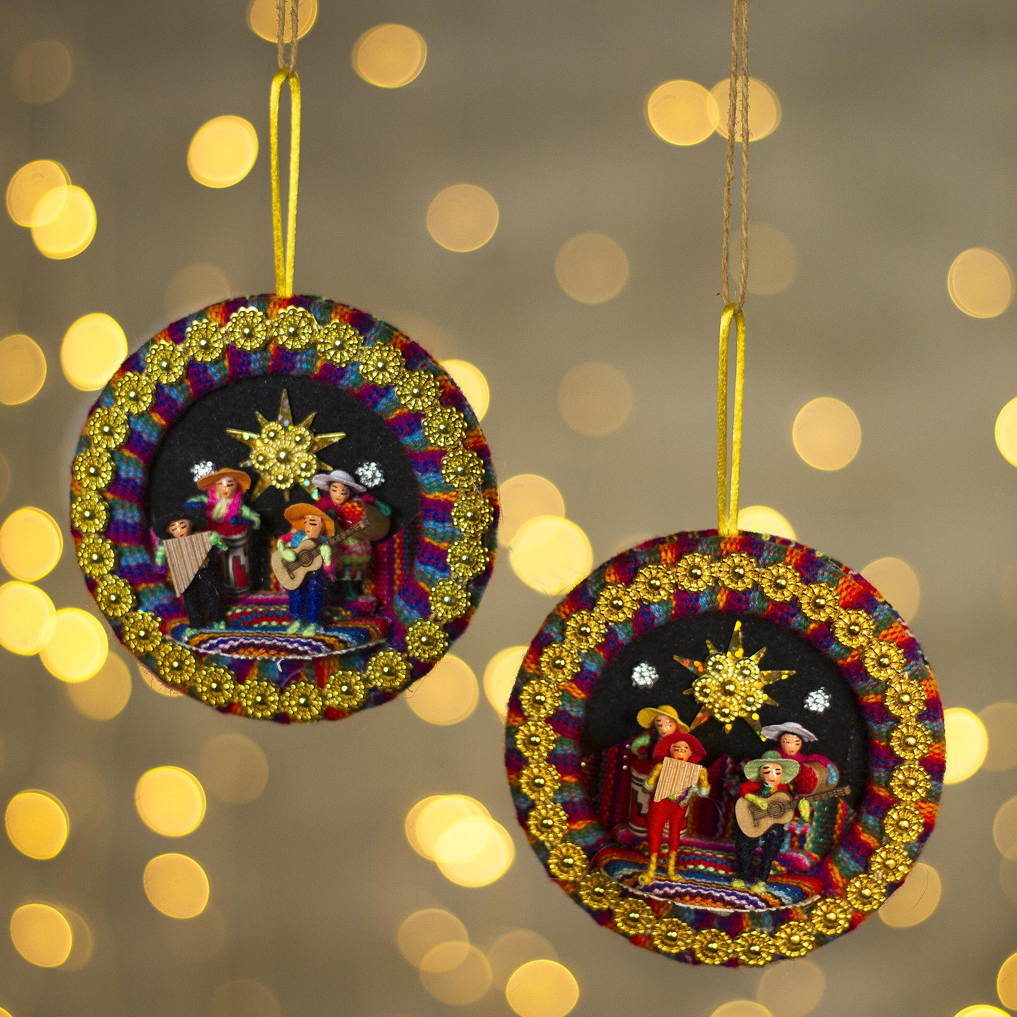 Premium Handmade Peruvian Christmas Carol Ornaments – Holiday Musician Pair