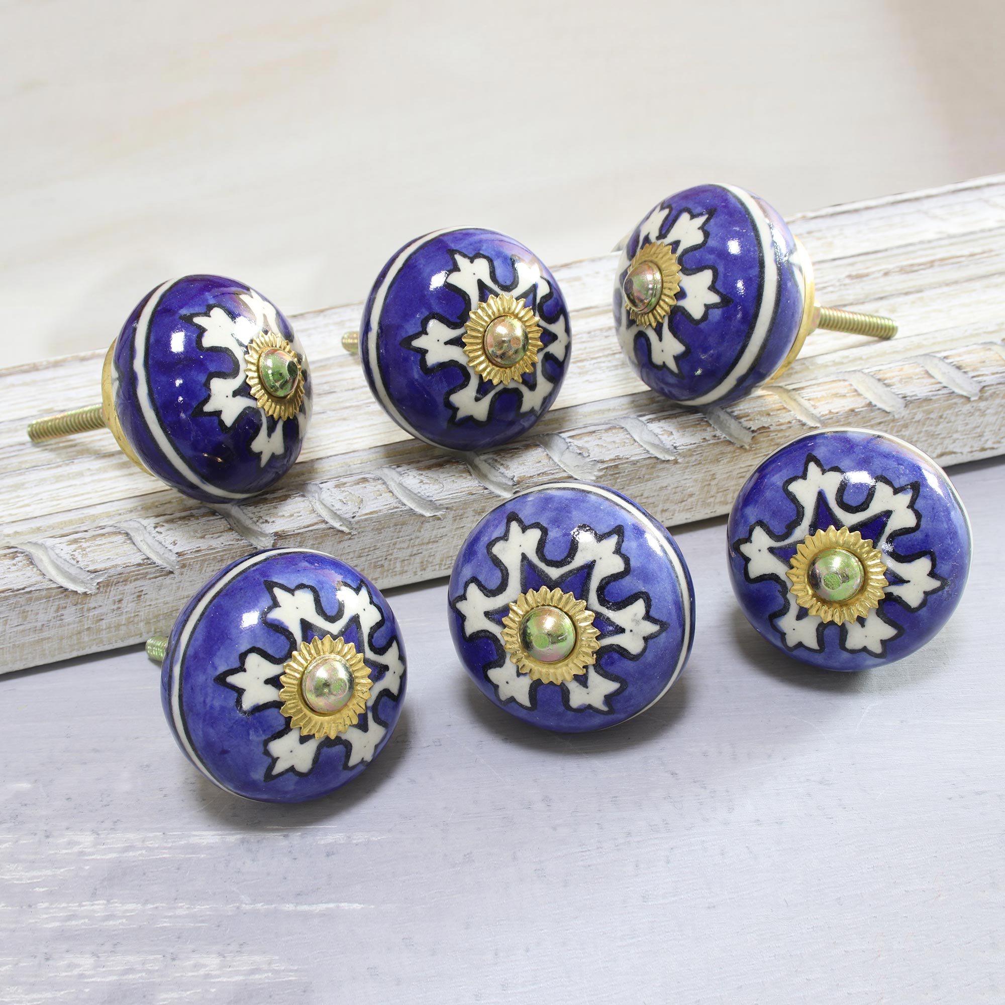 Premium Starry Brilliance Ceramic Knobs - Handcrafted Set of 6