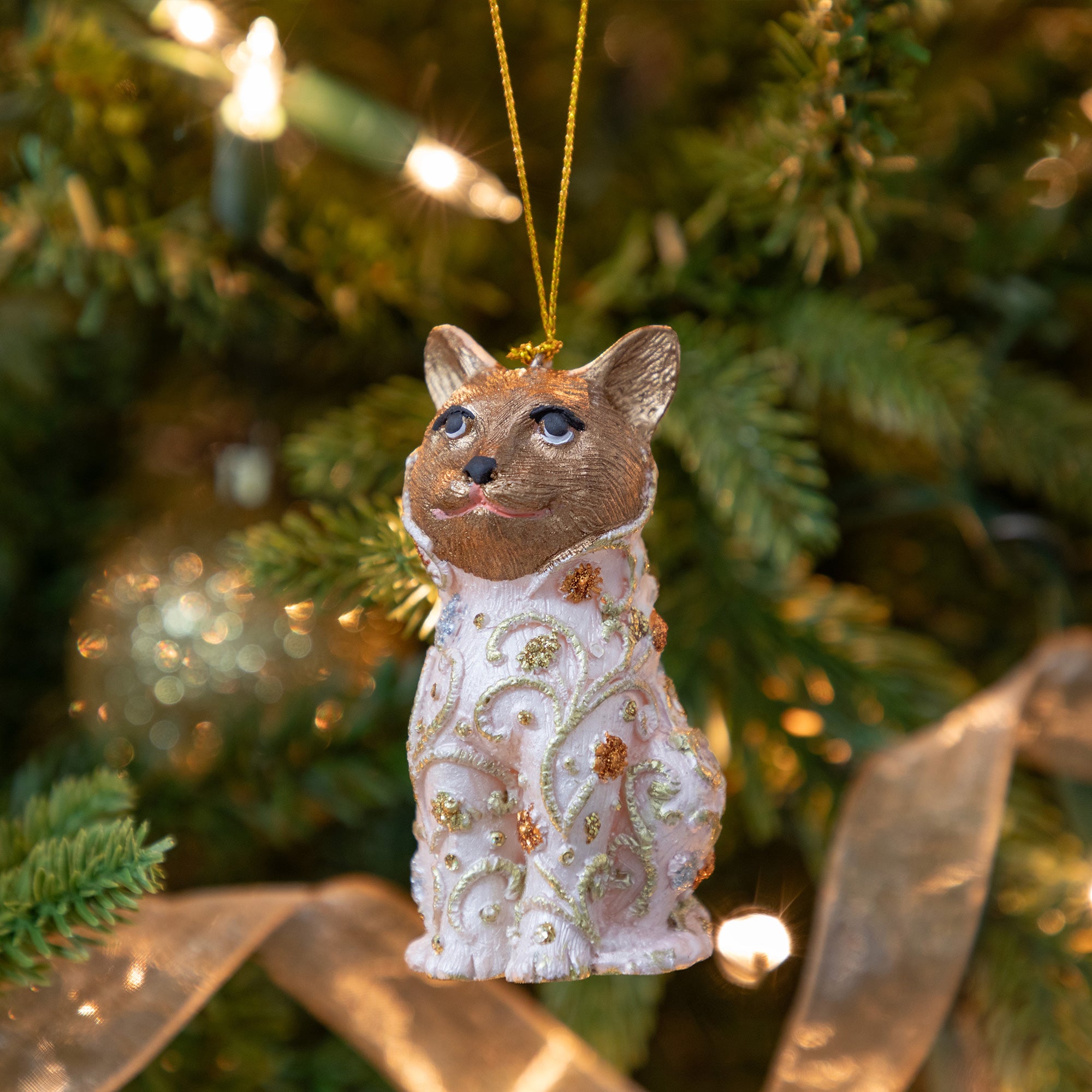 Premium Handcrafted Cat Beaded Ornament - Fair Trade Holiday Decor