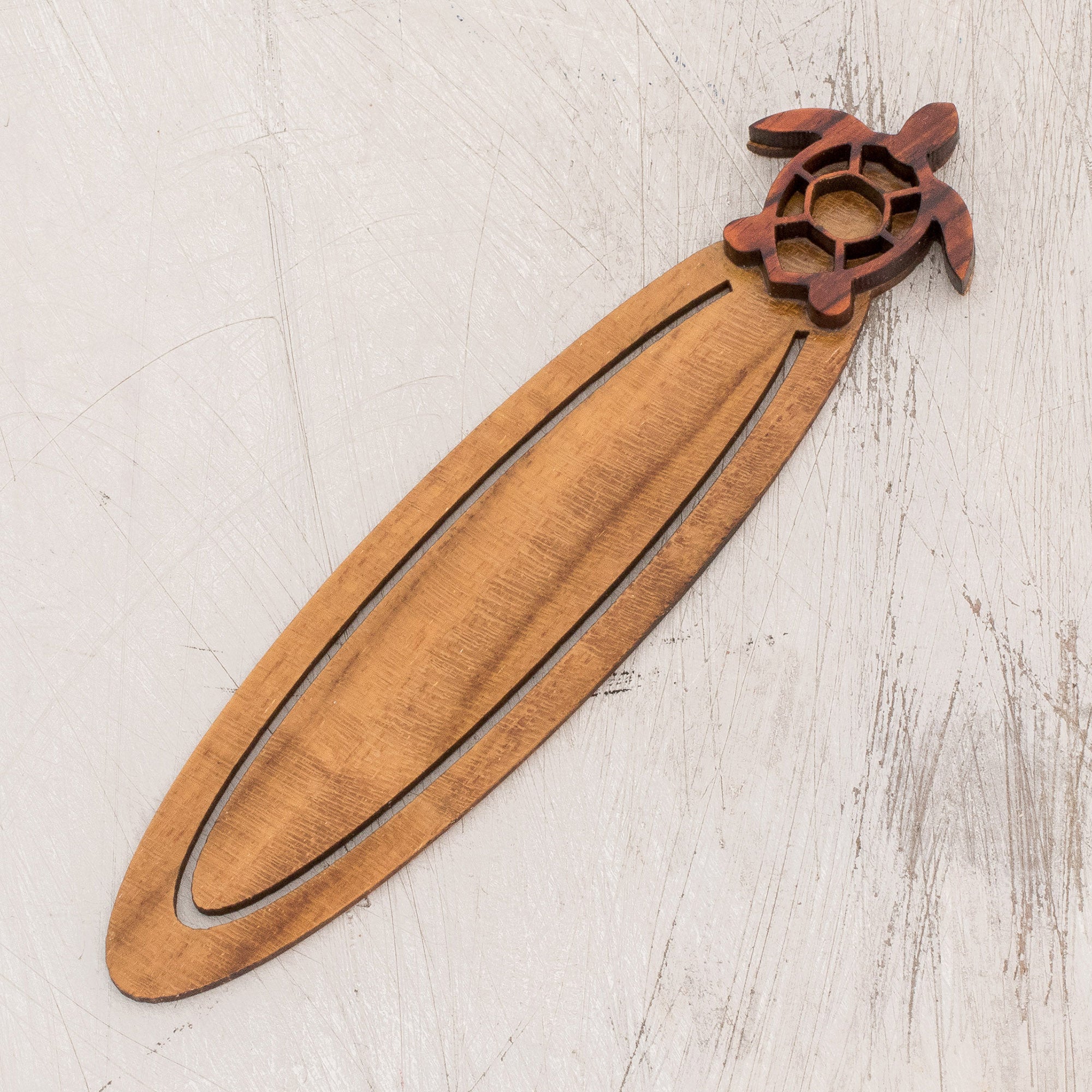 Premium Costa Rican Sea Turtle Teak Wood Bookmark - Handcrafted Eco-Friendly Design