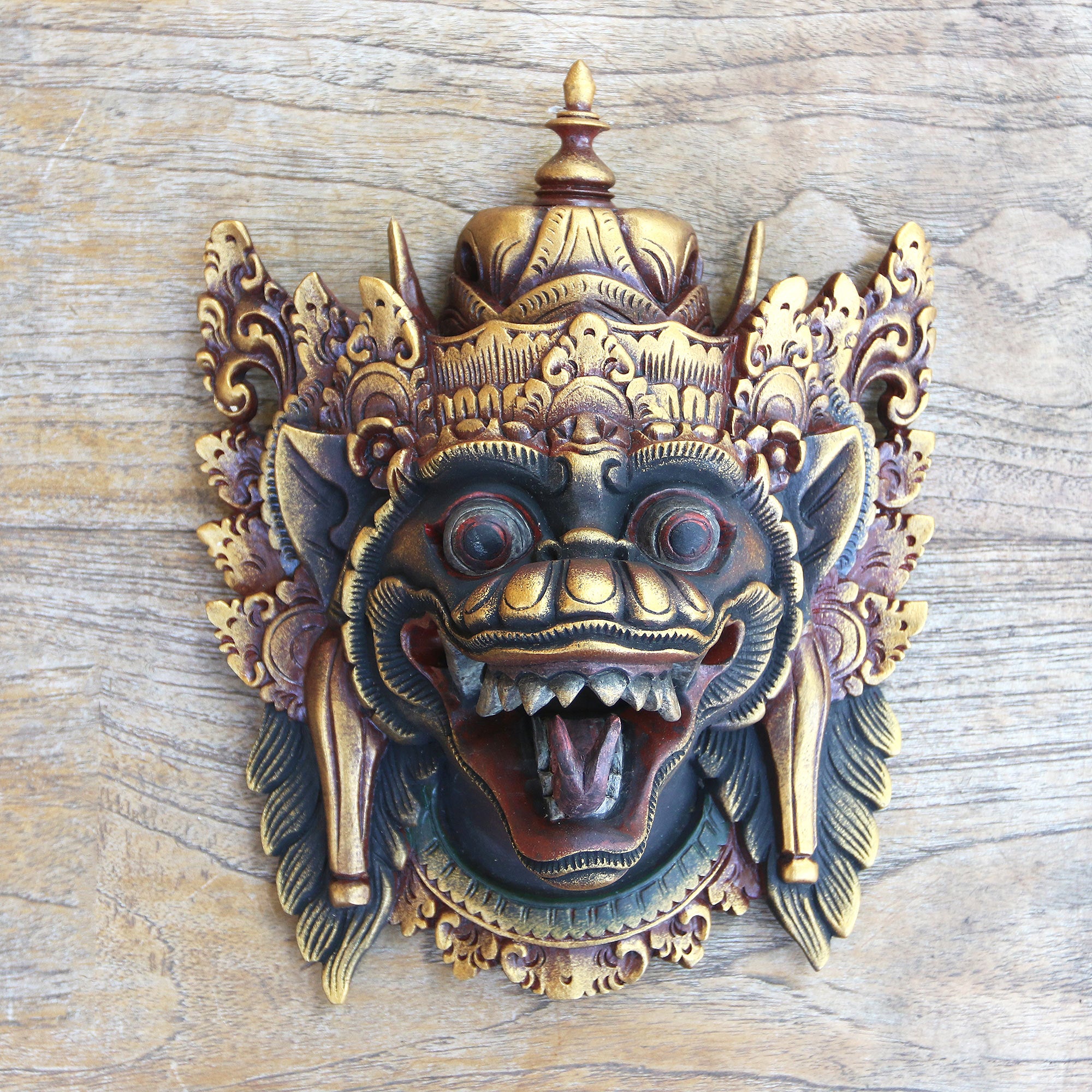 Premium Naga Basuki Balinese Dragon Wood Mask - Handcrafted Wall Art