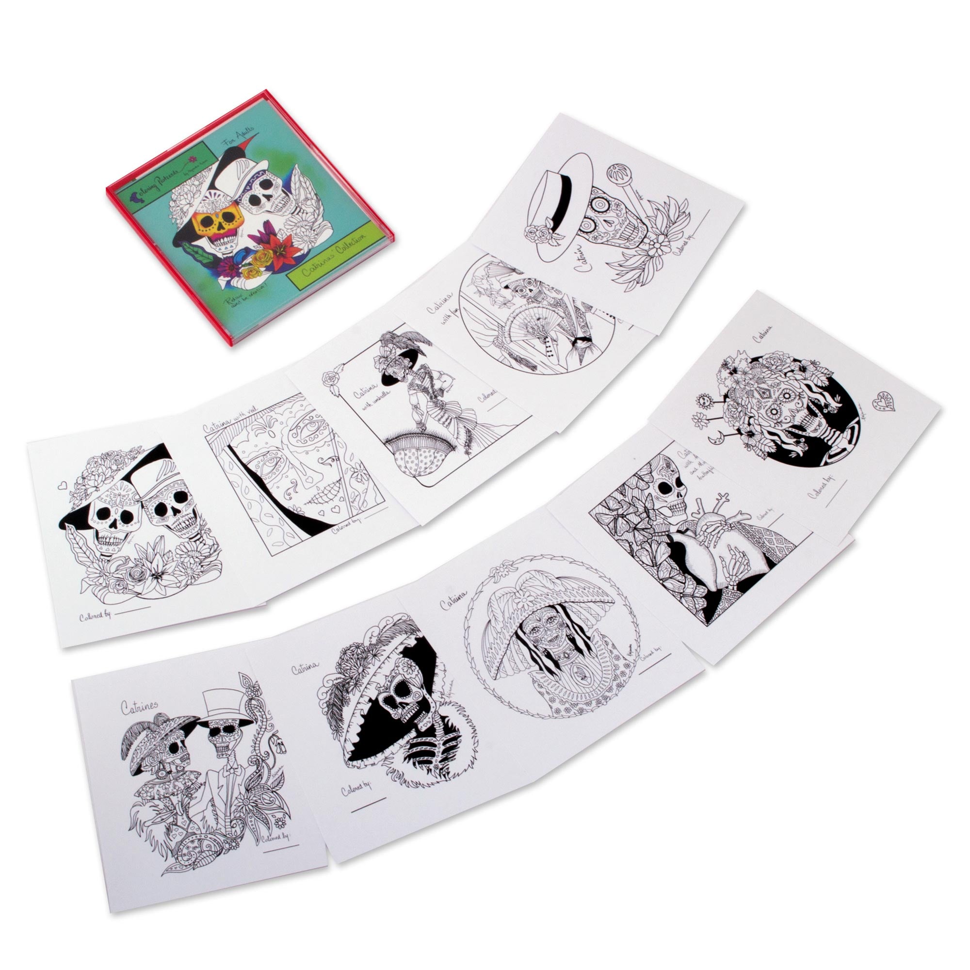 Premium Catrinas of Mexico: Ultimate Day of the Dead Adult Coloring Card Set (10-Pack)