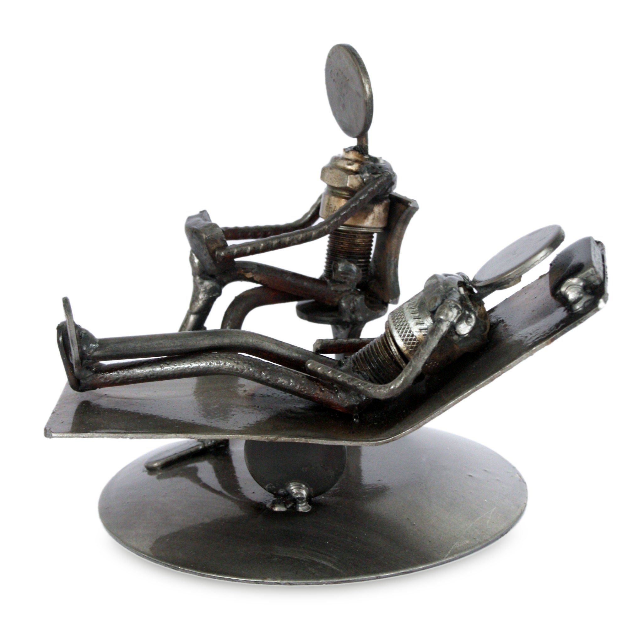 Premium Rustic Therapist Iron Sculpture - Handcrafted Art Piece