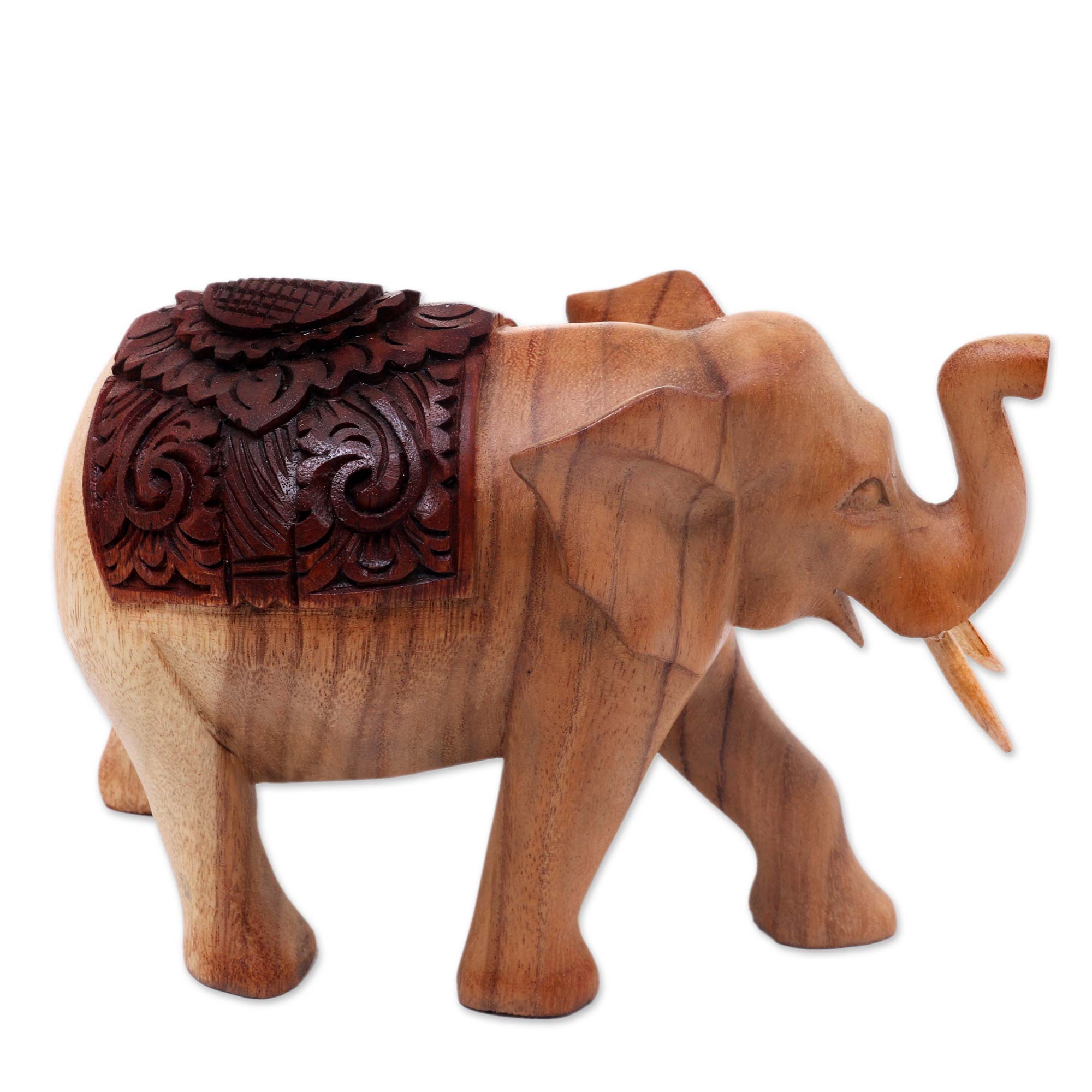 Premium Hand-Carved Elephant Parade Statue - Elegant Suar Wood Art