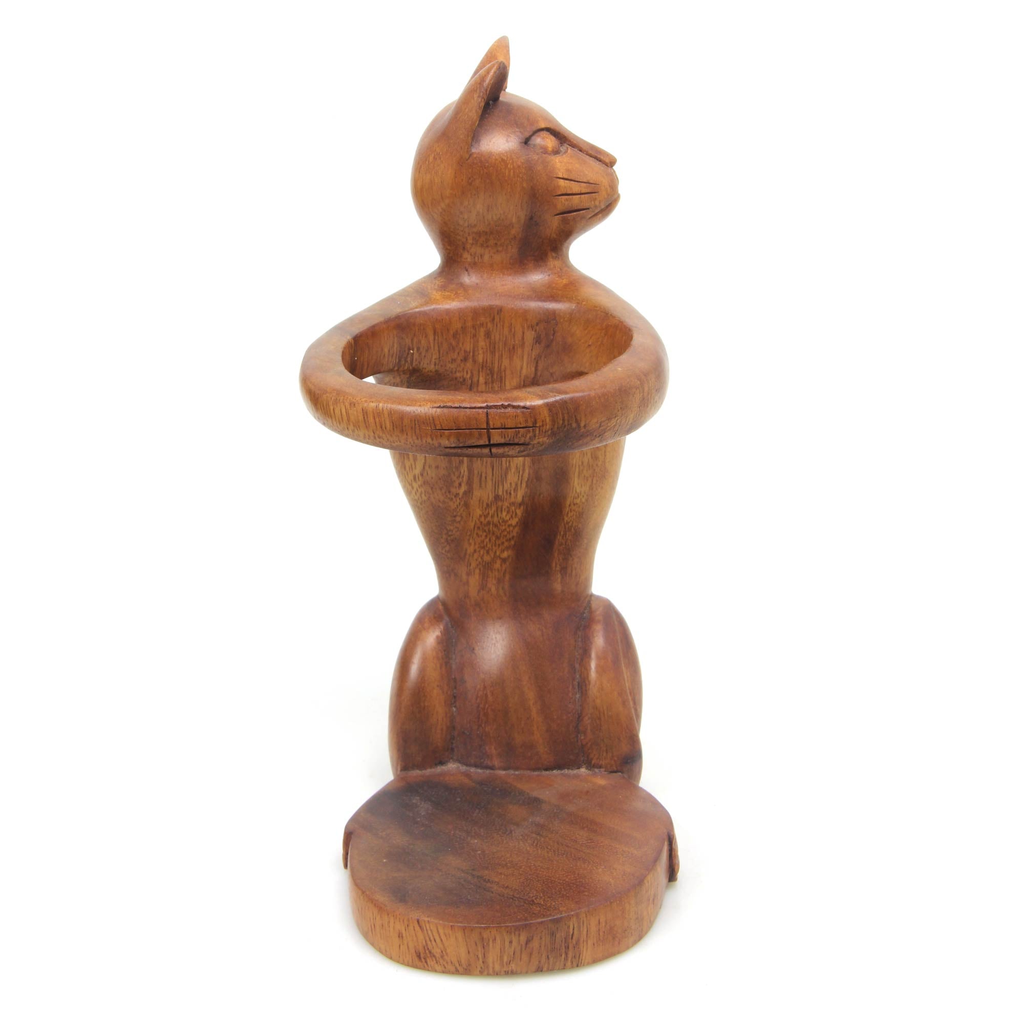 Premium Wooden Cat Wine Bottle Holder - Handcrafted Feline Design