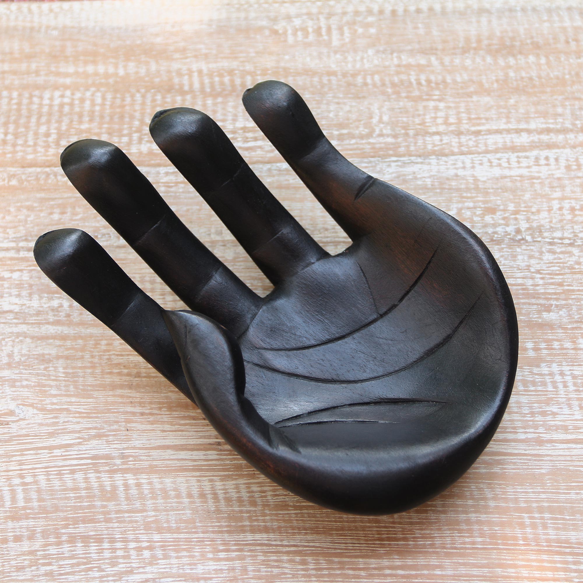 Premium Black Palm Wood Hand Sculpture - Artisan-Crafted Home Decor from Indonesia