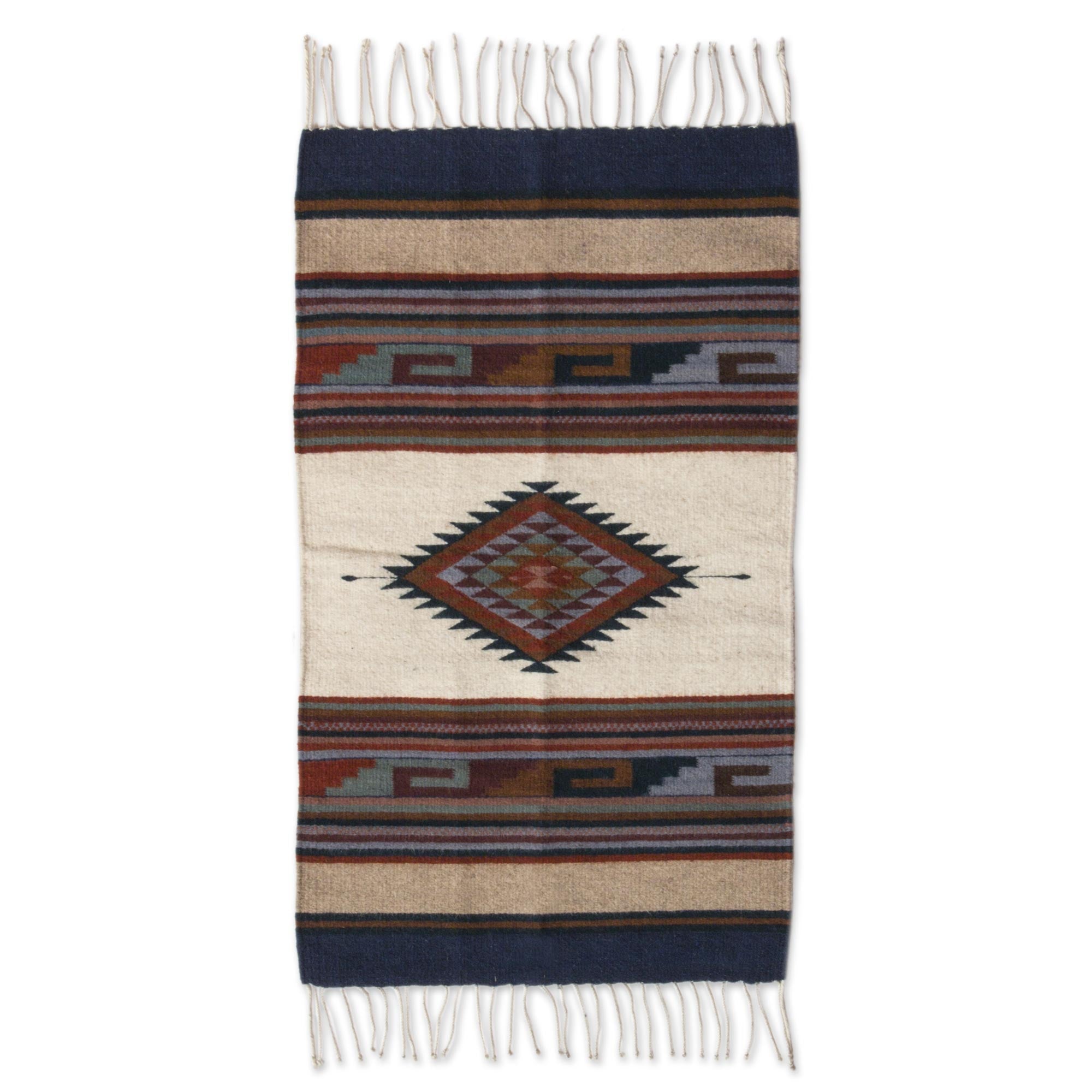 Premium Desert Diamond Geometric Wool Rug (2x3) - Handloomed Elegance