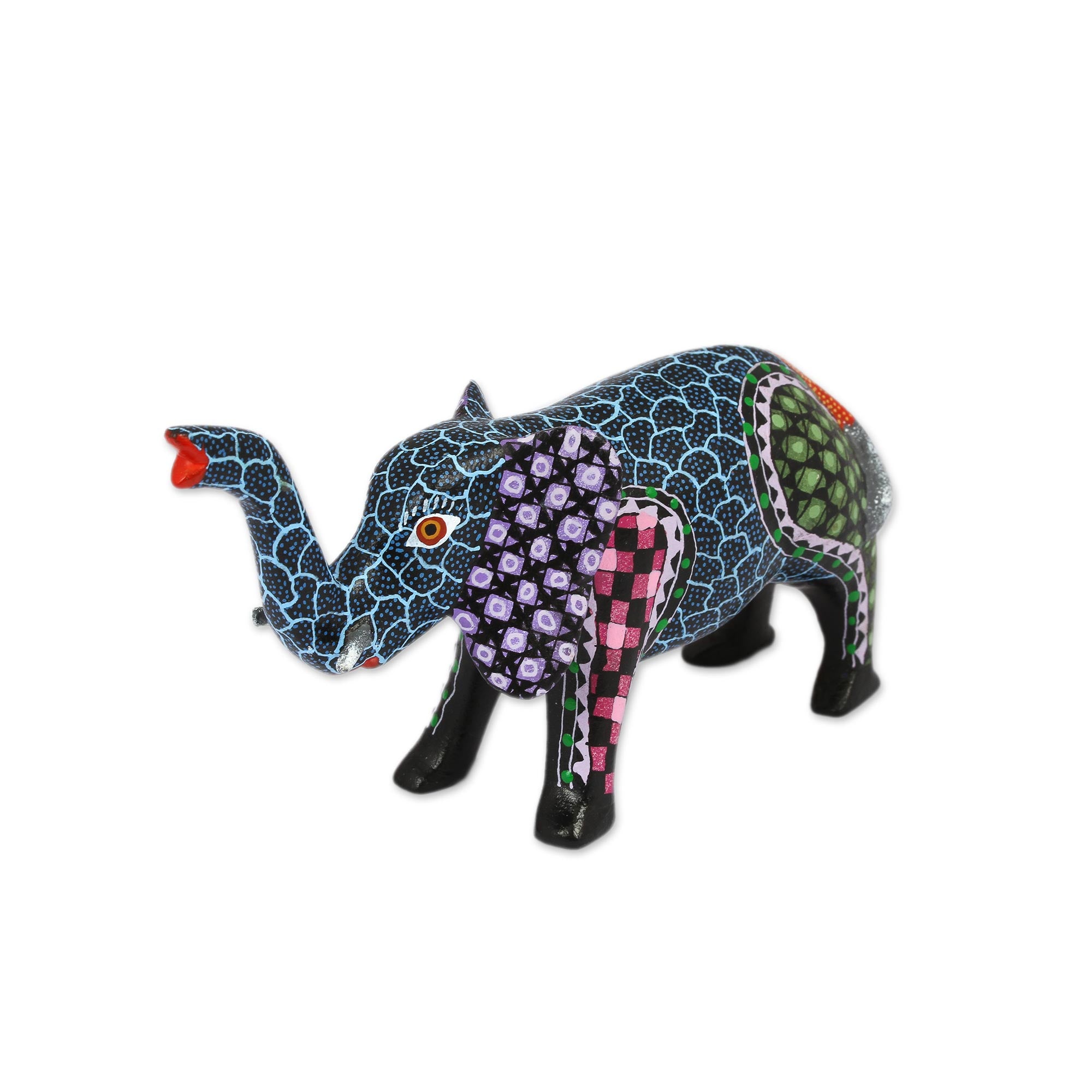 Premium Handcrafted Copal Wood Alebrije Elephant Figurine – Signed Artisan Collectible